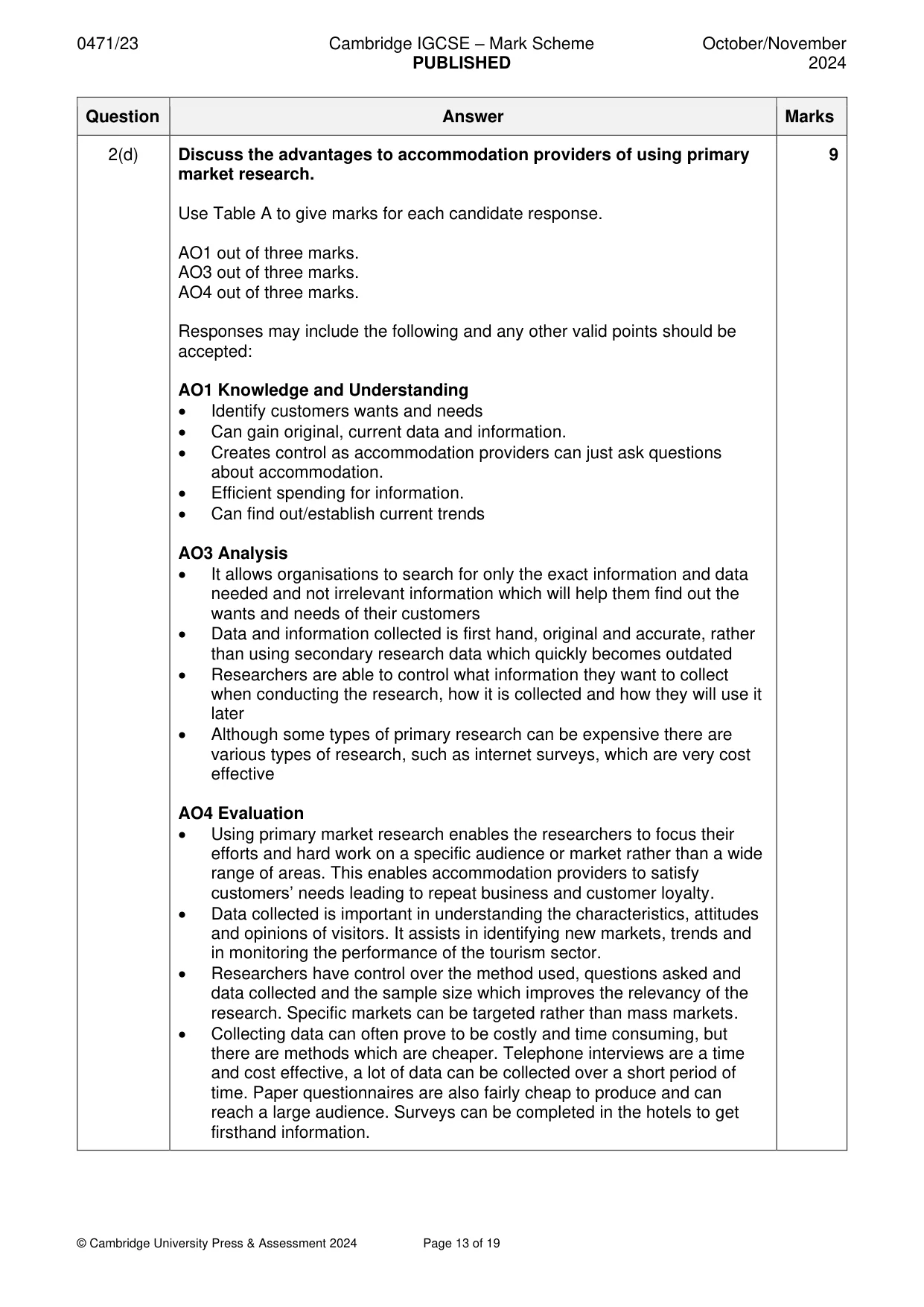 Mark scheme, page 13 of 19