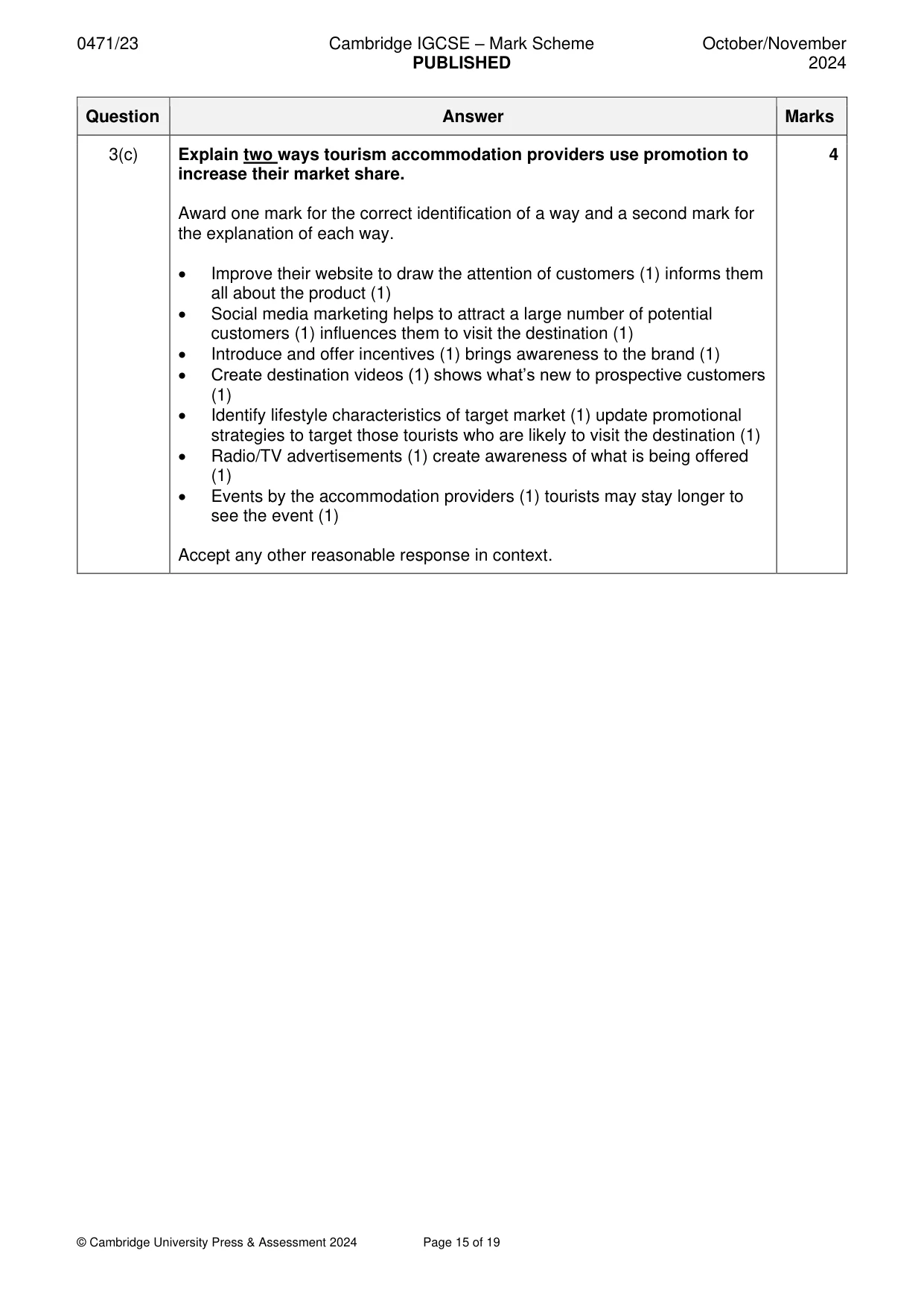 Mark scheme, page 15 of 19