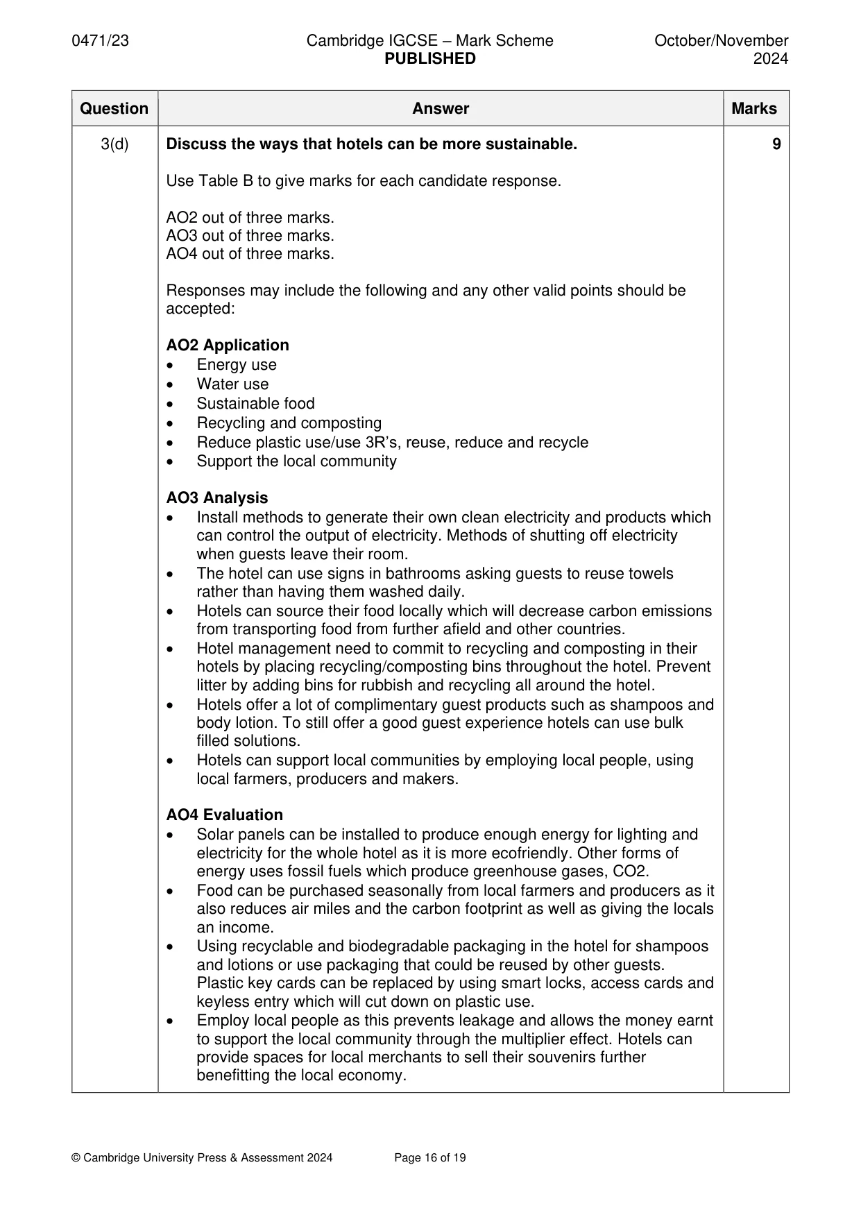 Mark scheme, page 16 of 19