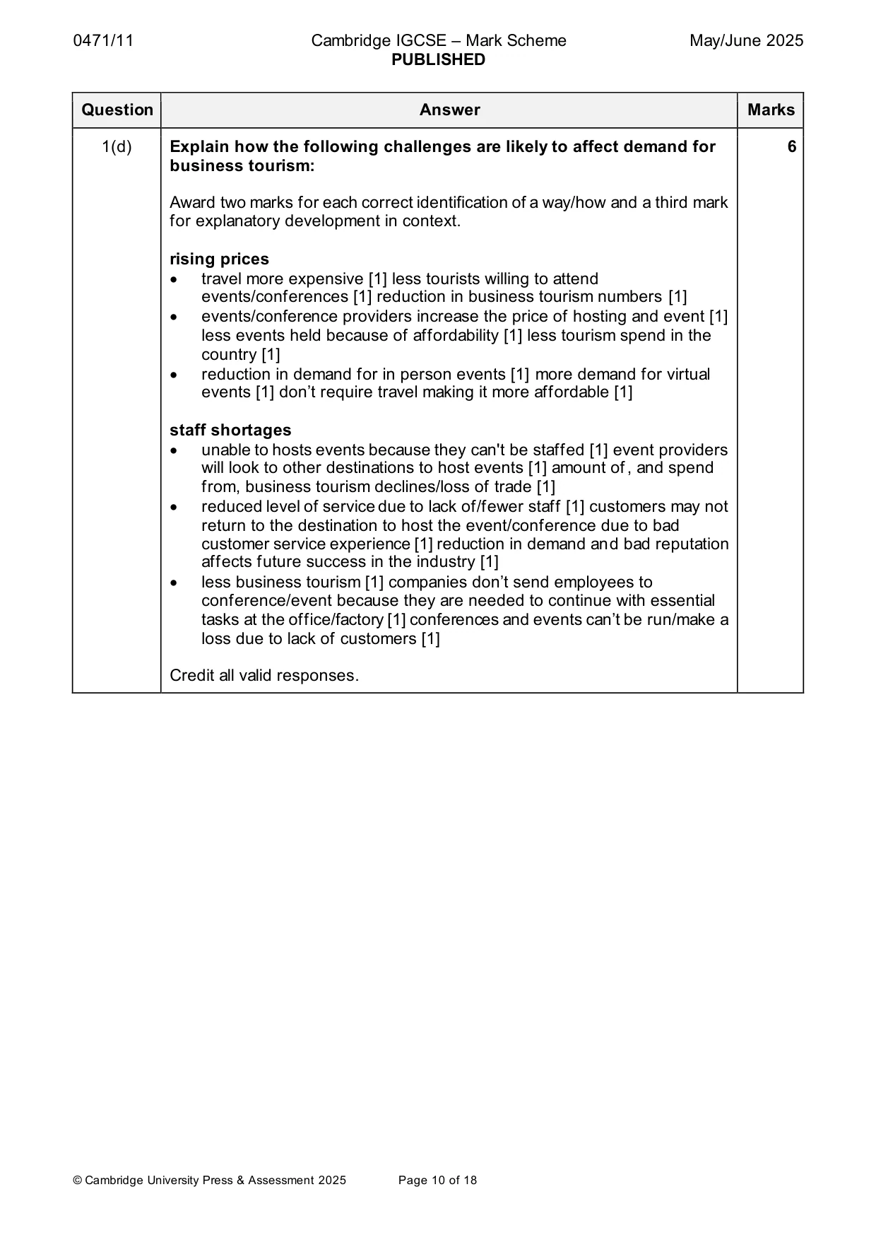 Mark scheme, page 10 of 18