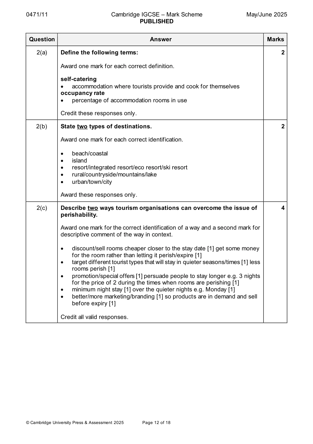 Mark scheme, page 12 of 18