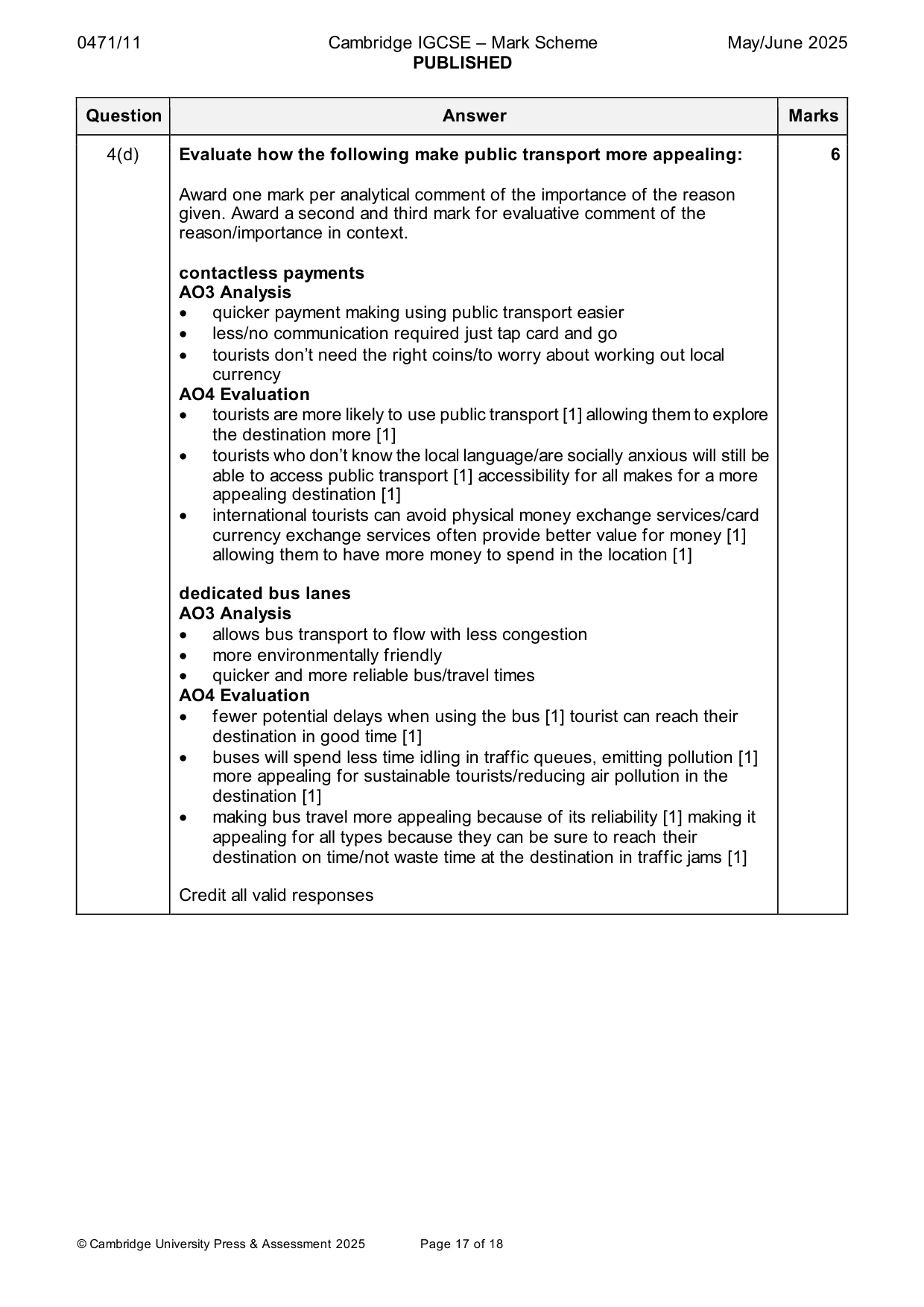 Mark scheme, page 17 of 18