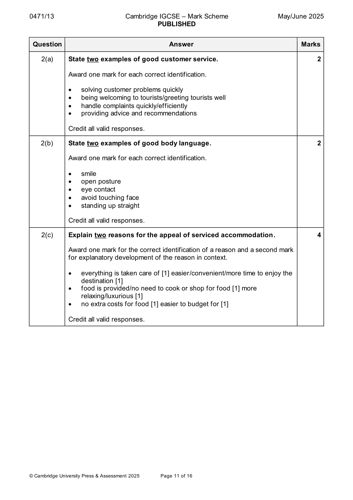 Mark scheme, page 11 of 16
