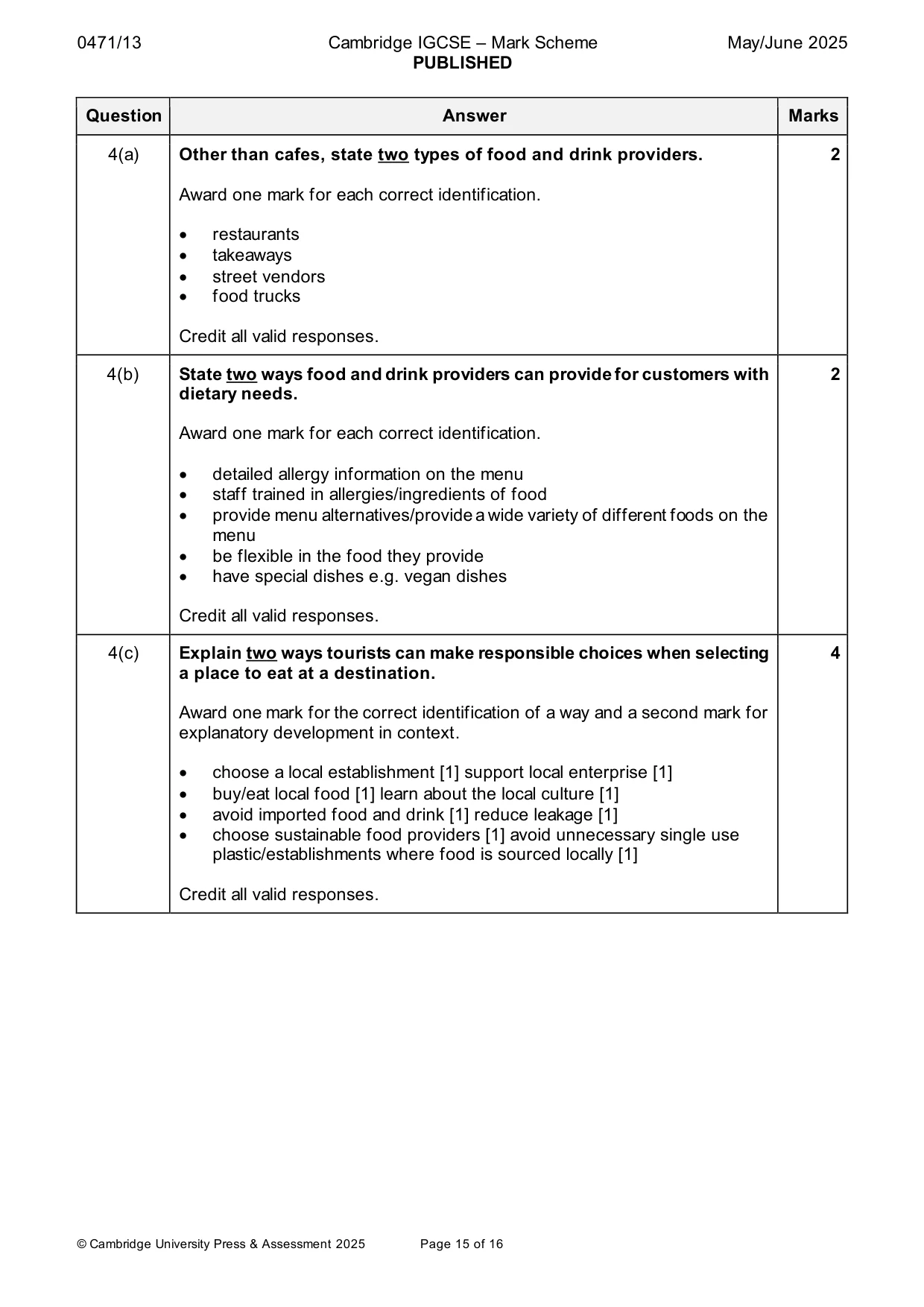 Mark scheme, page 15 of 16