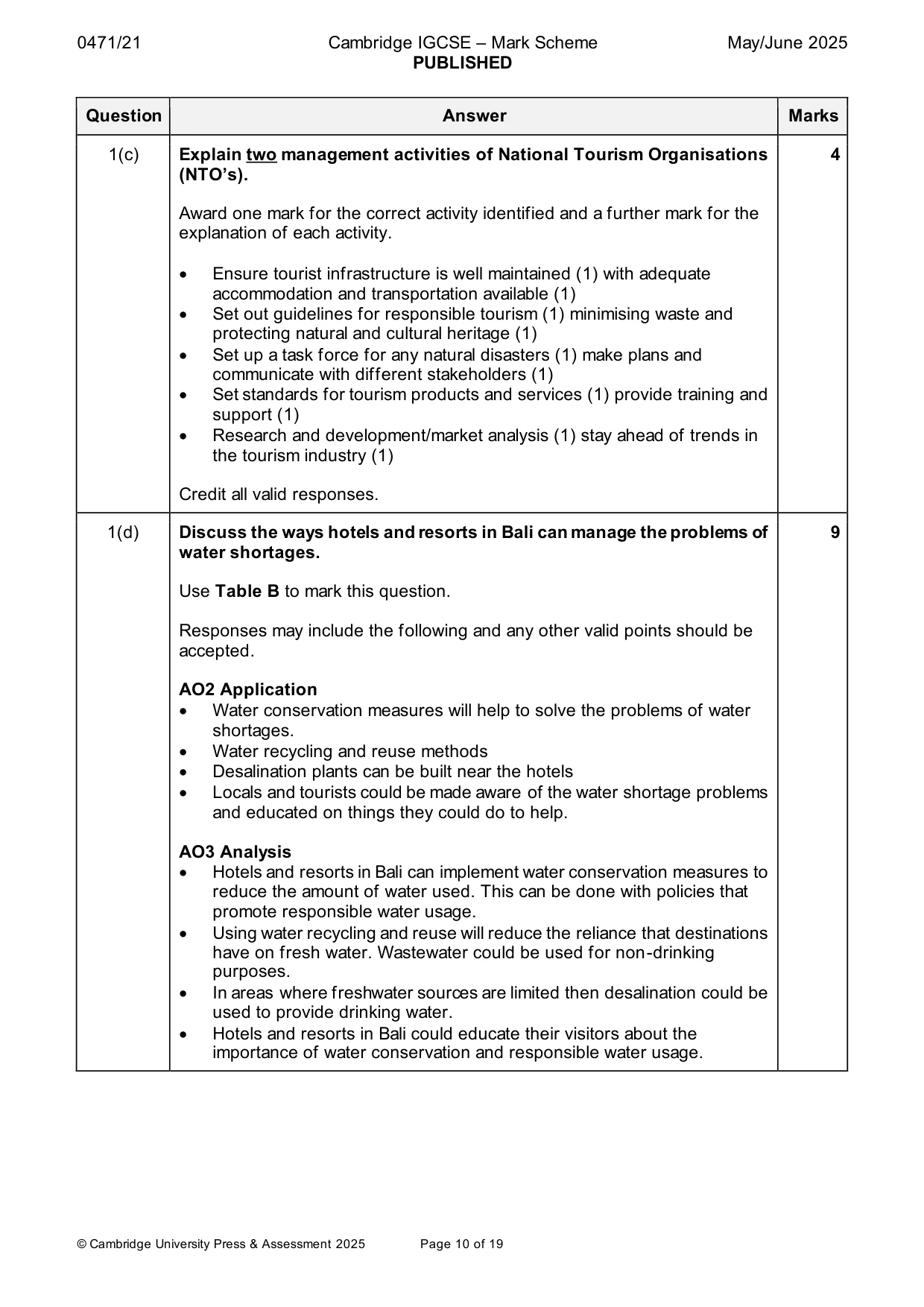 Mark scheme, page 10 of 19