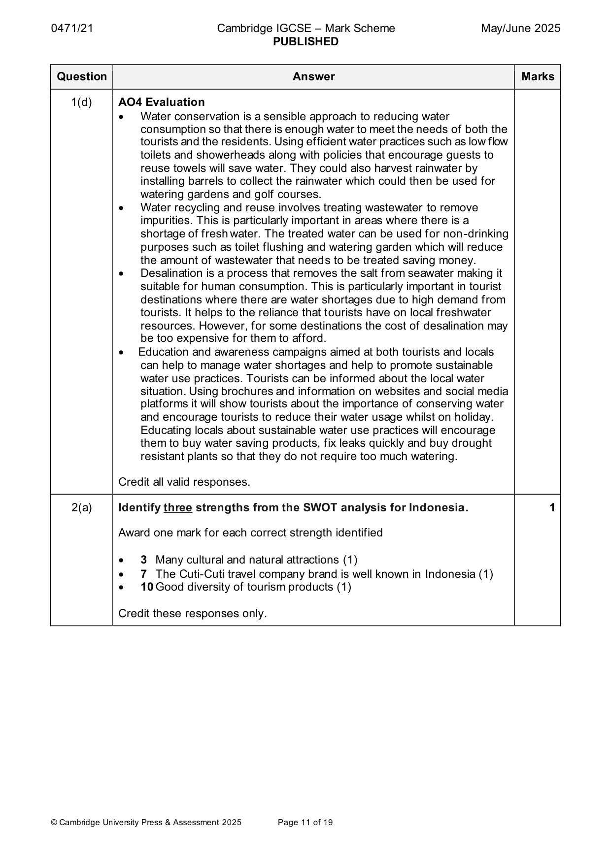 Mark scheme, page 11 of 19