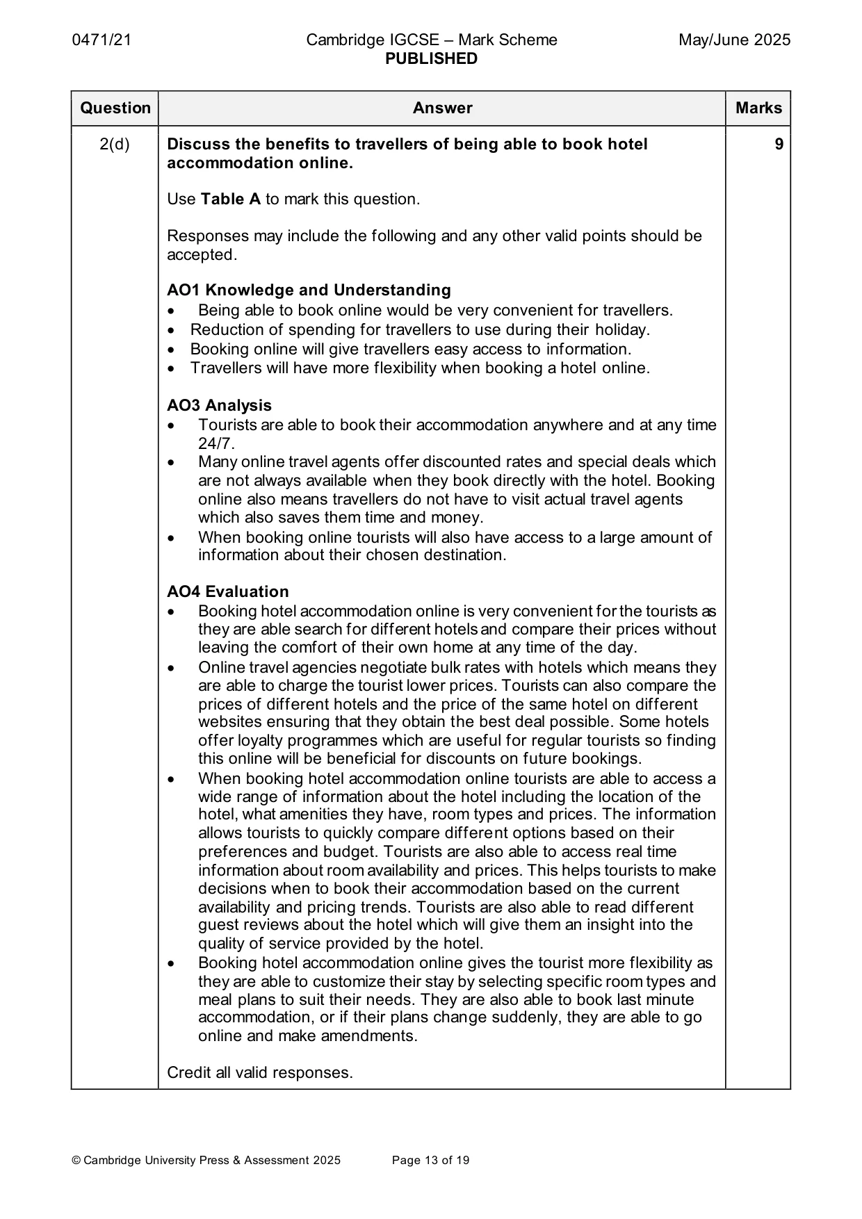 Mark scheme, page 13 of 19