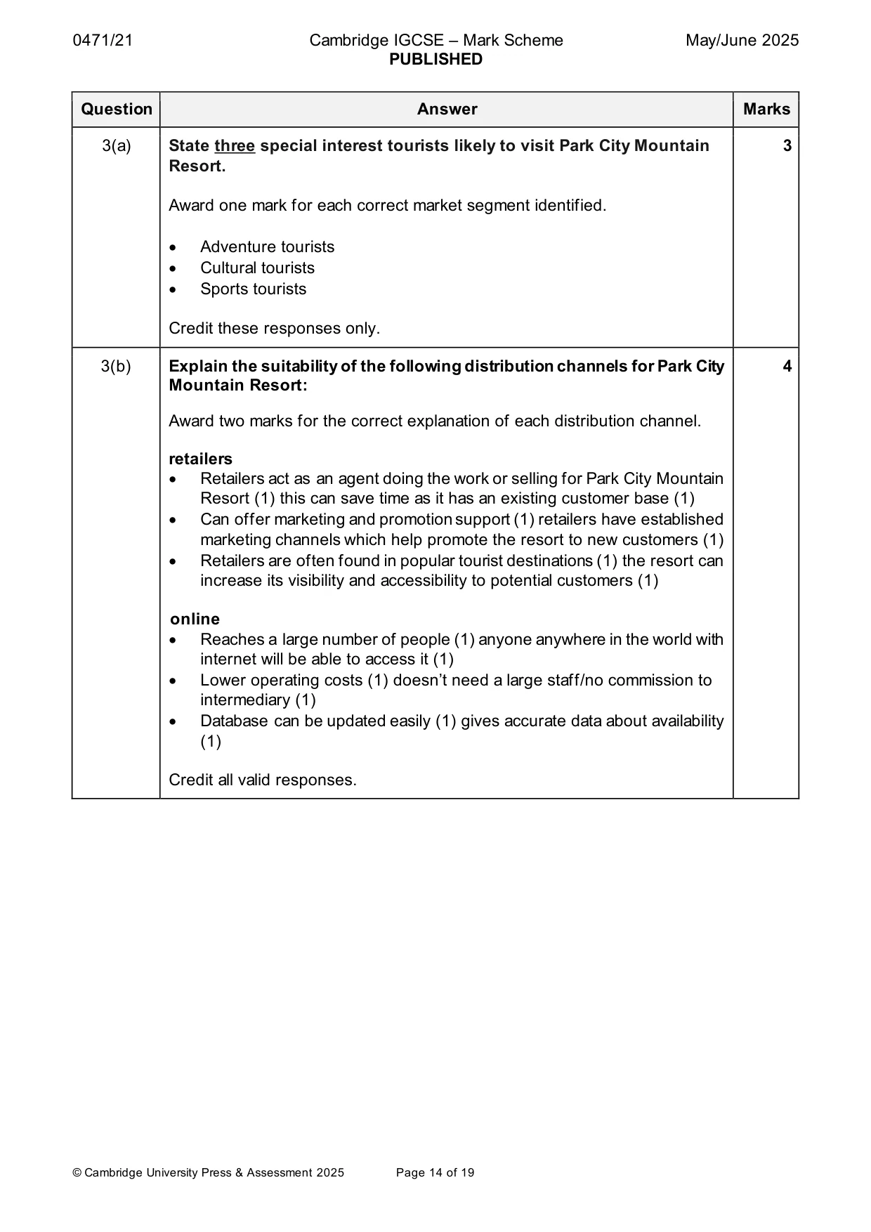 Mark scheme, page 14 of 19