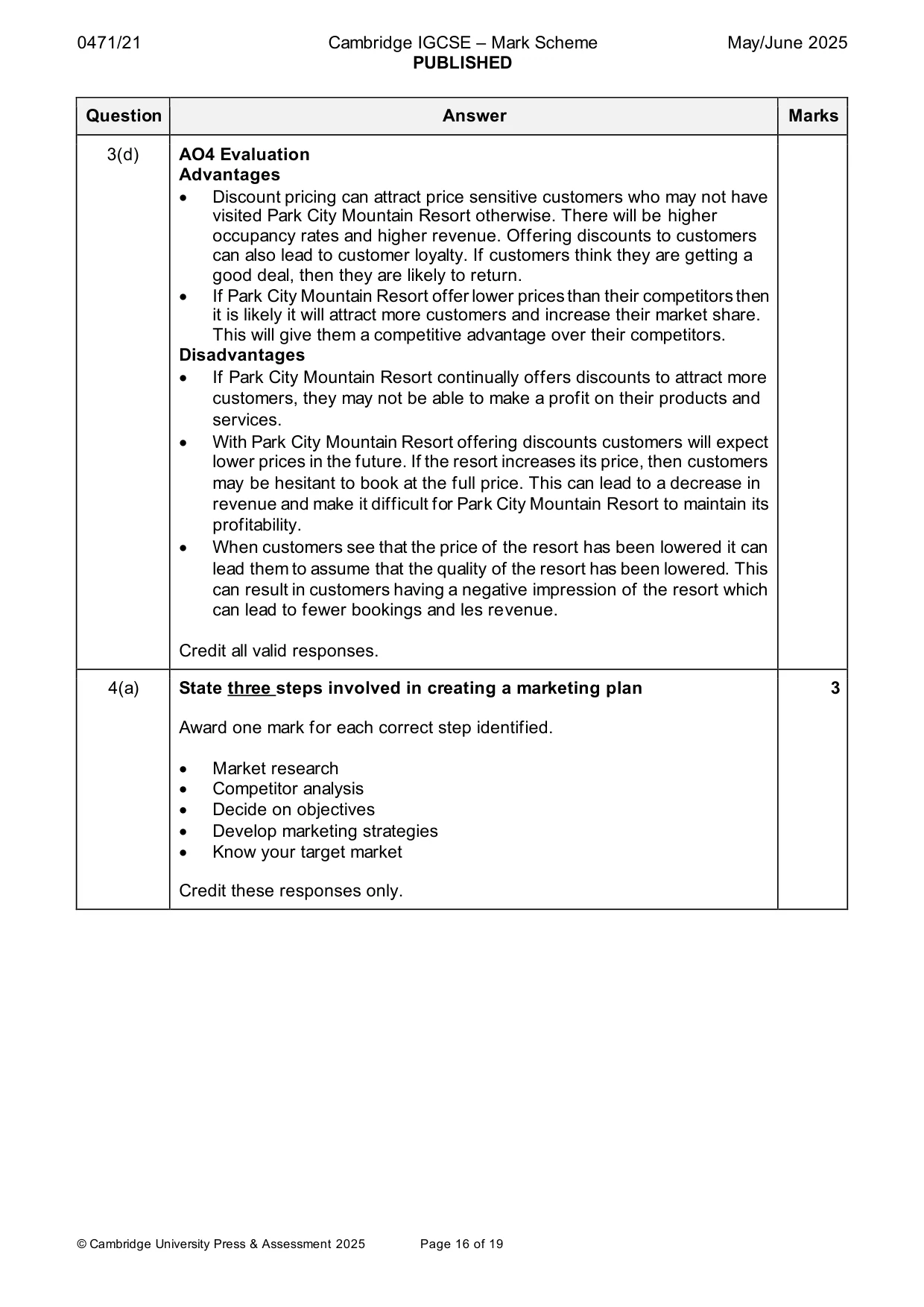 Mark scheme, page 16 of 19