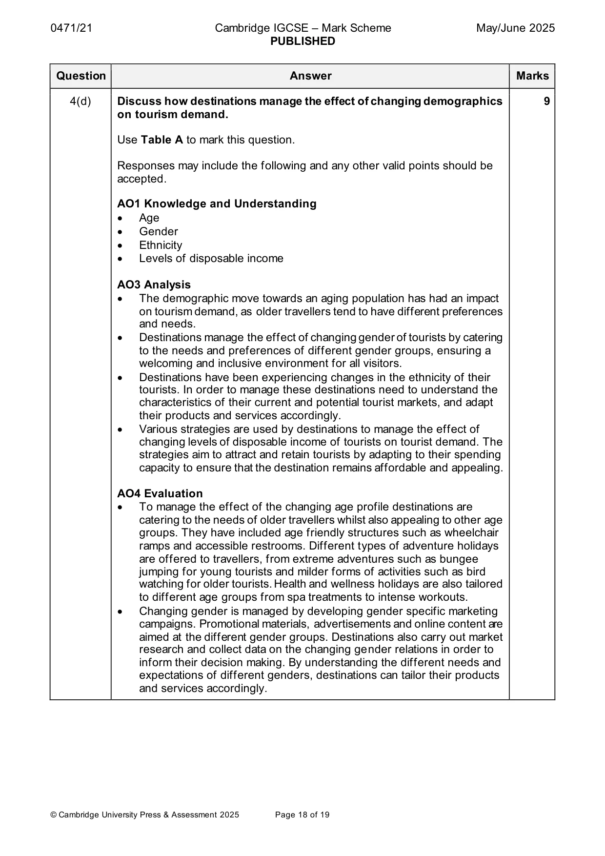 Mark scheme, page 18 of 19