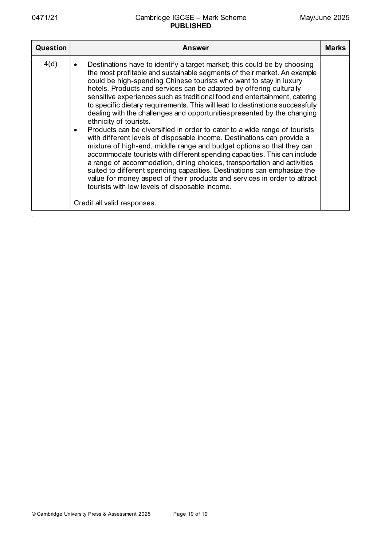Mark scheme, page 19 of 19