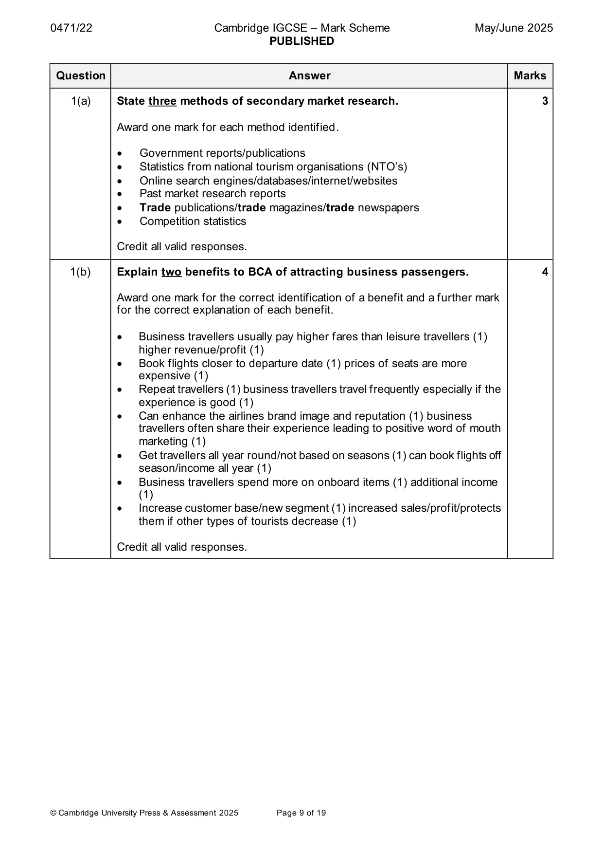 Mark scheme, page 9 of 19