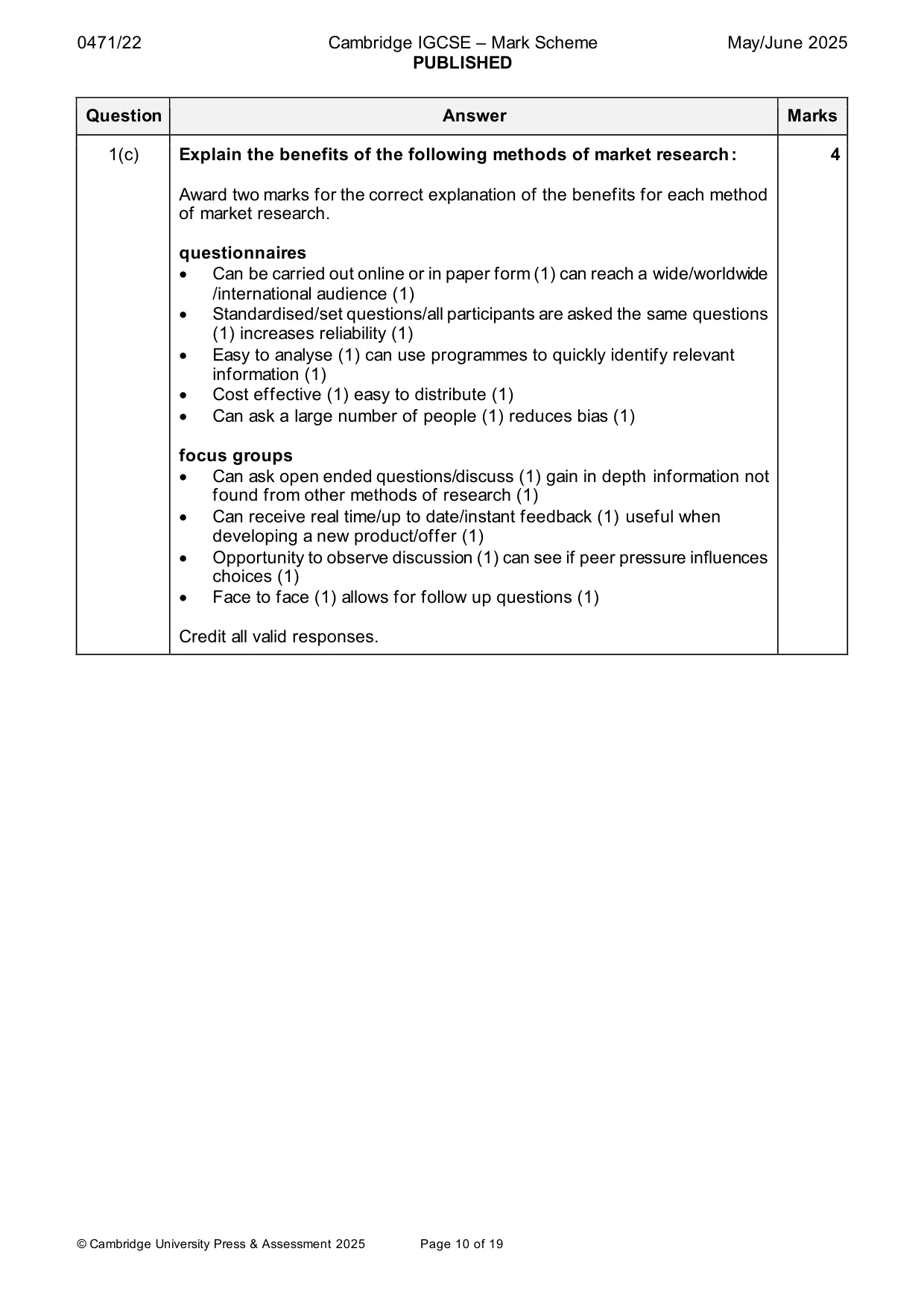Mark scheme, page 10 of 19