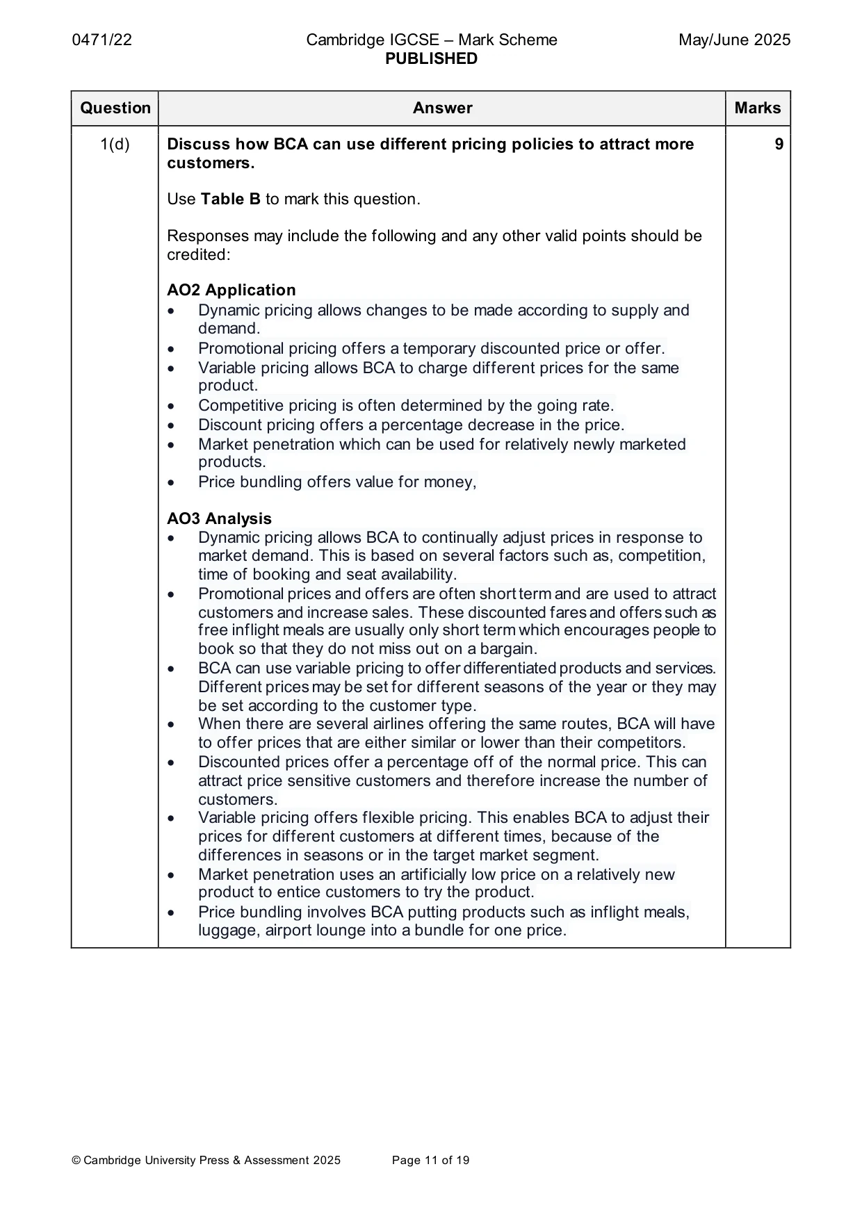 Mark scheme, page 11 of 19
