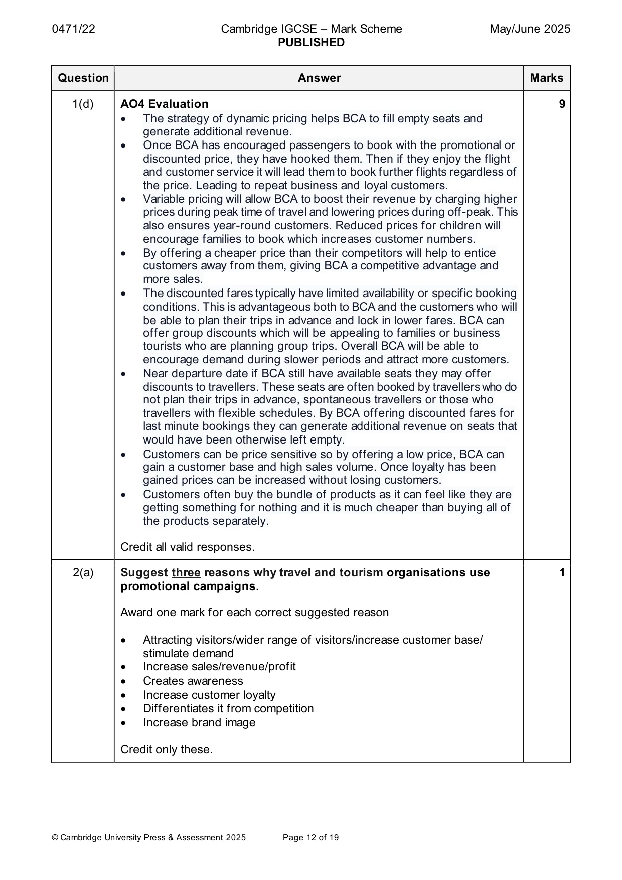 Mark scheme, page 12 of 19