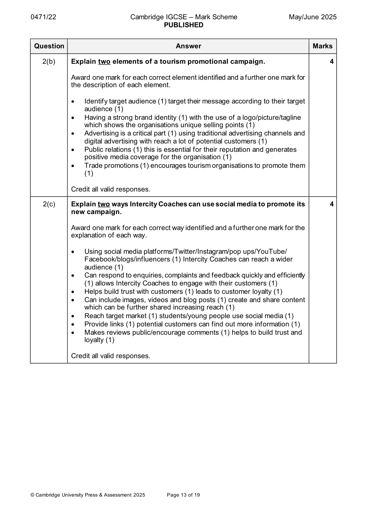 Mark scheme, page 13 of 19