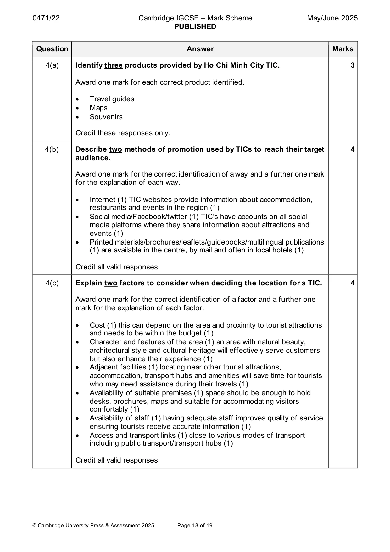 Mark scheme, page 18 of 19