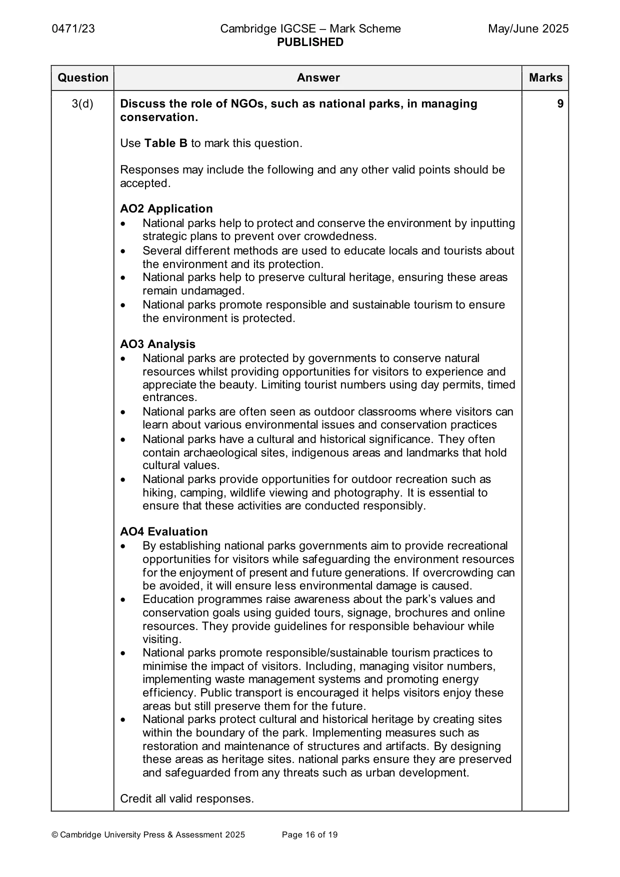 Mark scheme, page 16 of 19