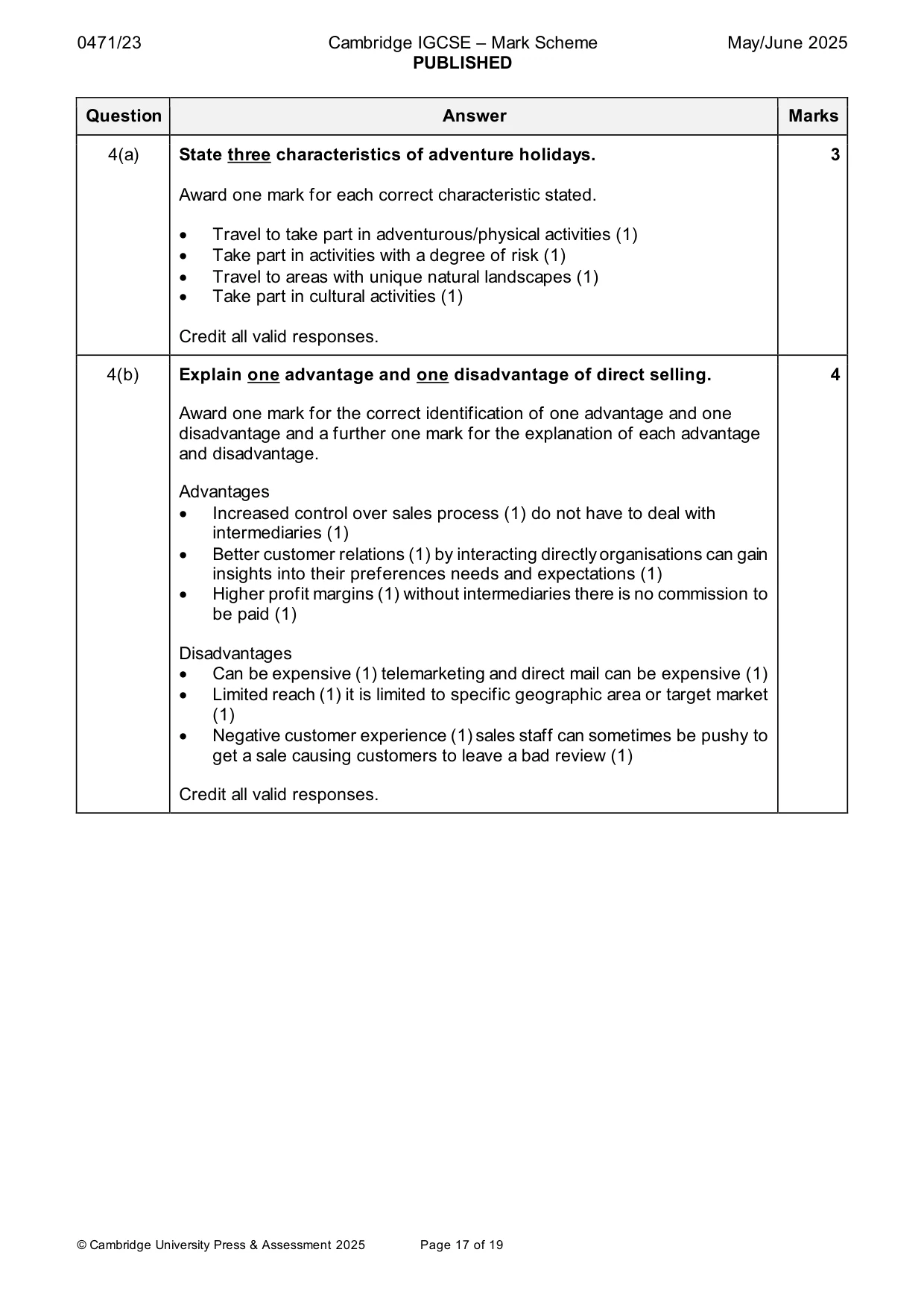 Mark scheme, page 17 of 19