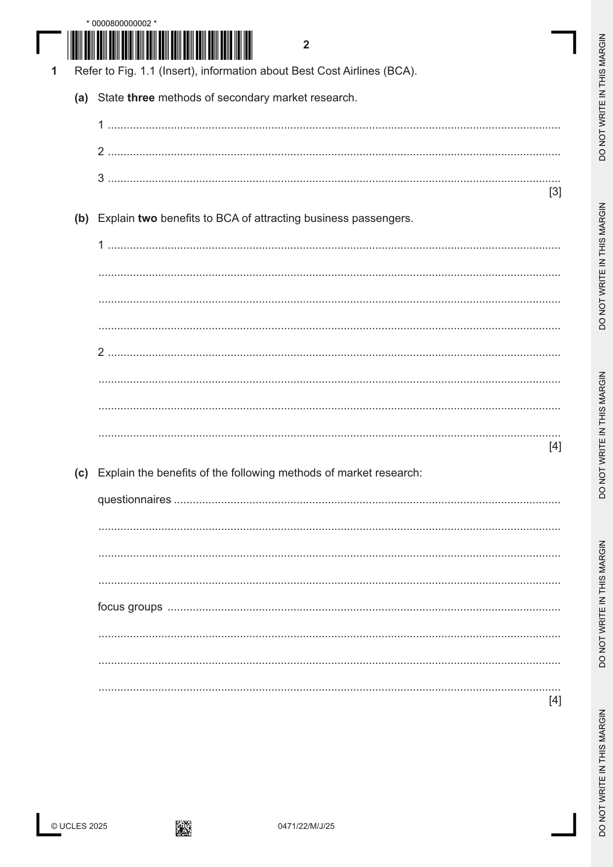 Cambridge IGCSE Travel and Tourism 0471 2025 May/June Paper 2 · Variant 2 question paper, page 2 of 12
