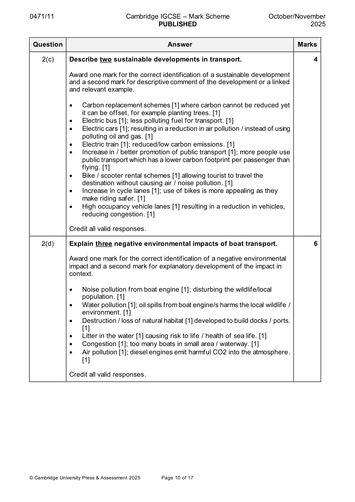 Mark scheme, page 10 of 17