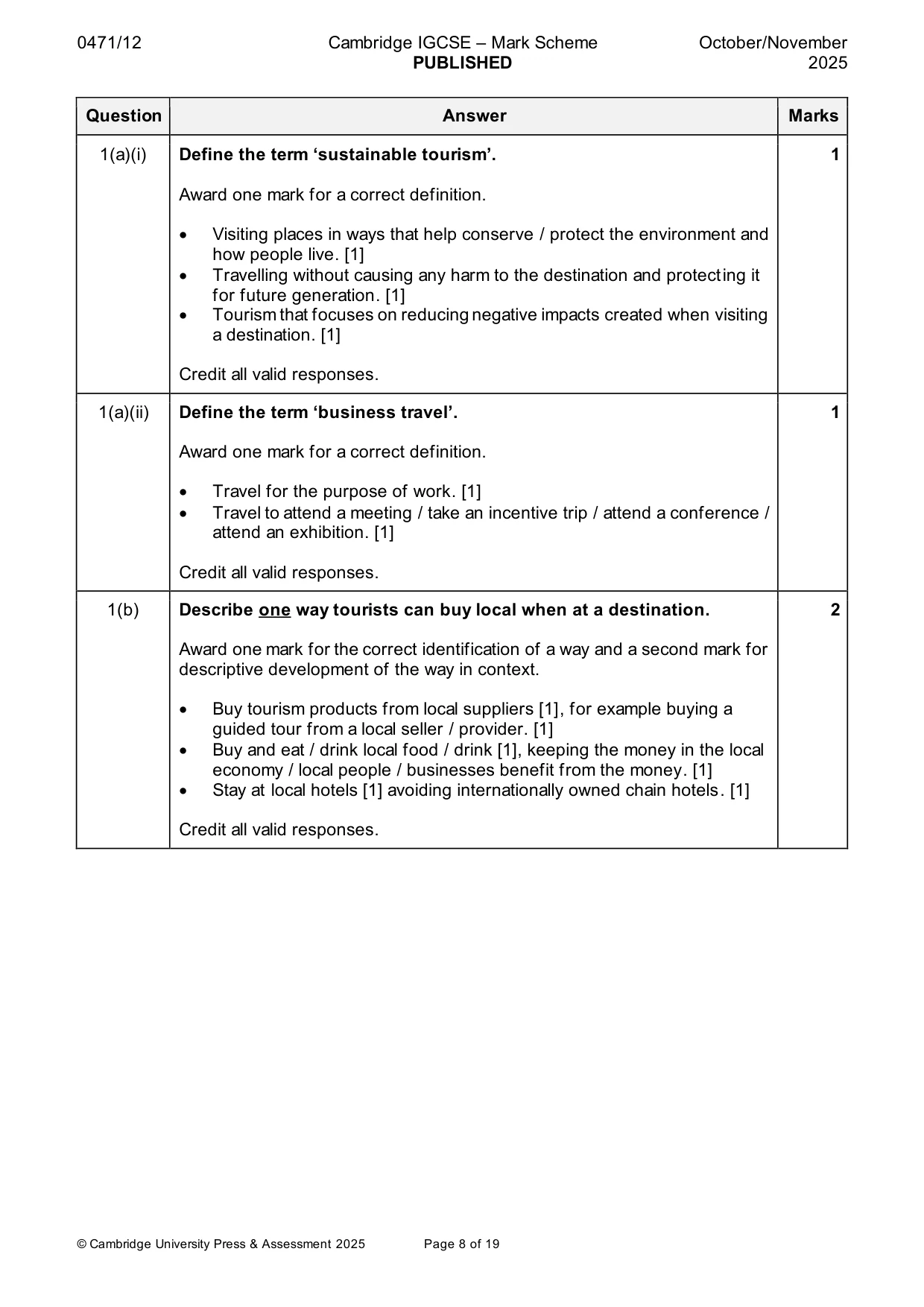 Mark scheme, page 8 of 19