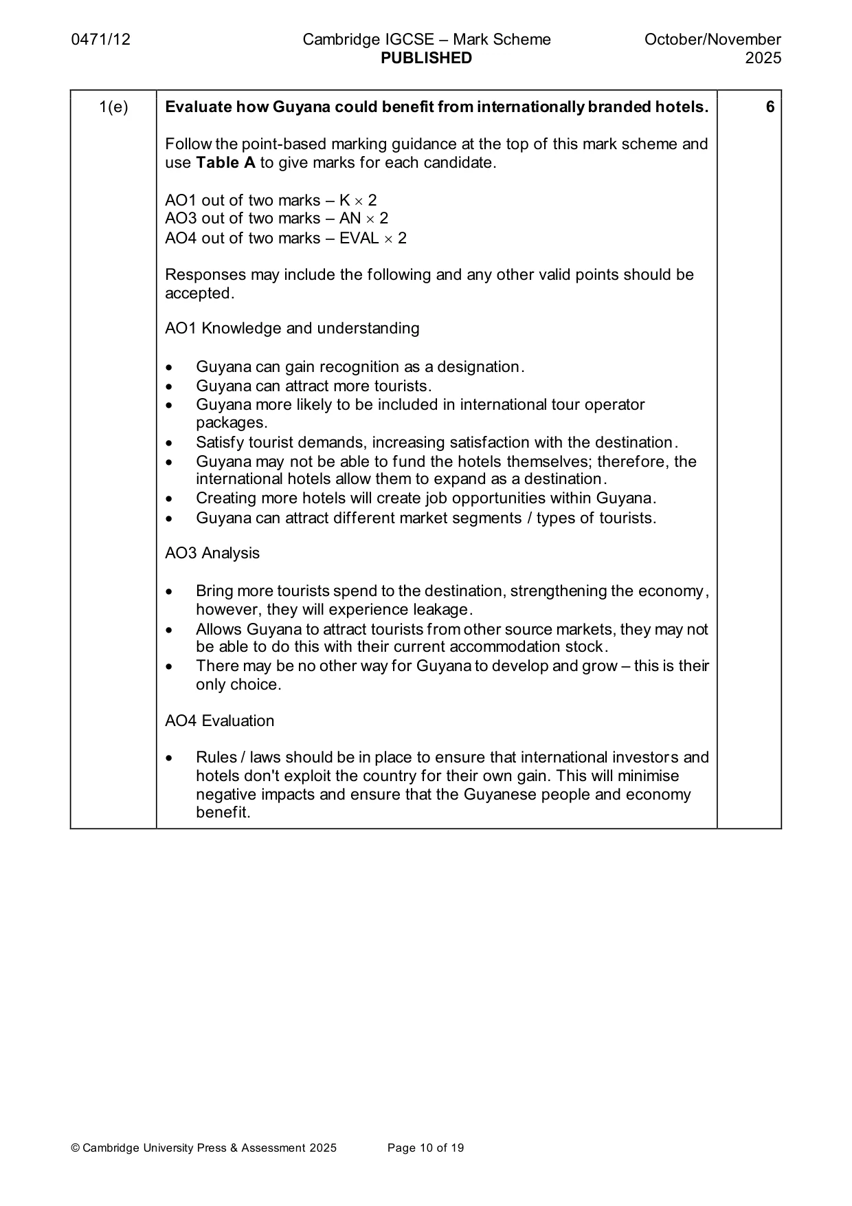 Mark scheme, page 10 of 19