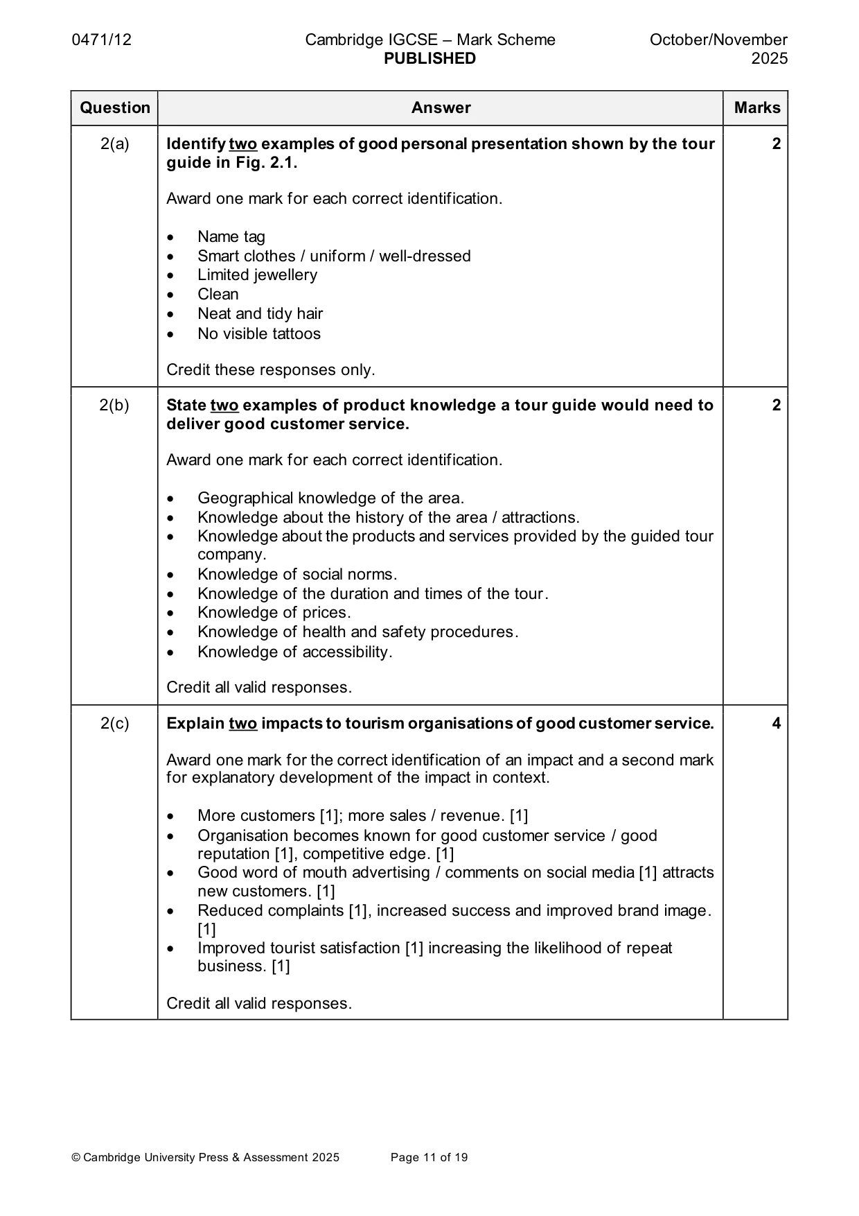 Mark scheme, page 11 of 19
