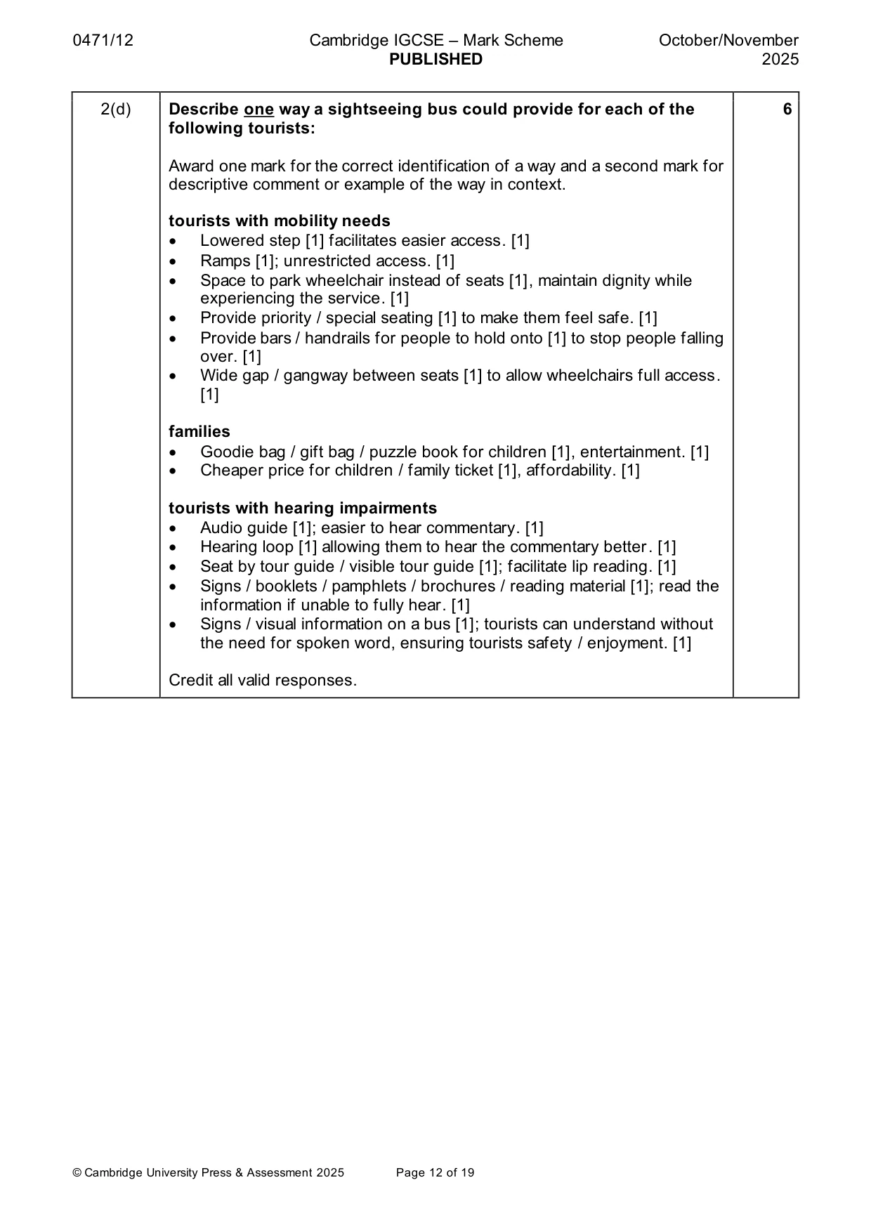 Mark scheme, page 12 of 19