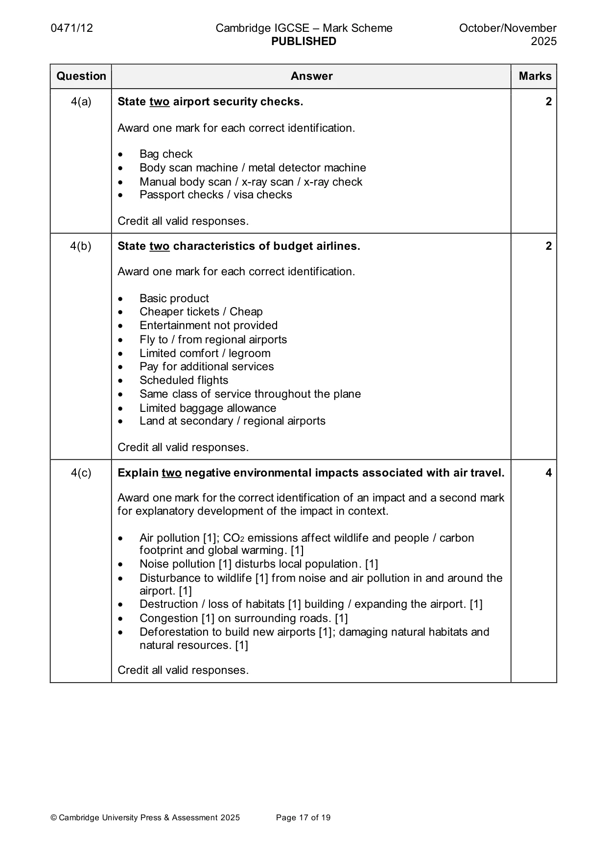 Mark scheme, page 17 of 19