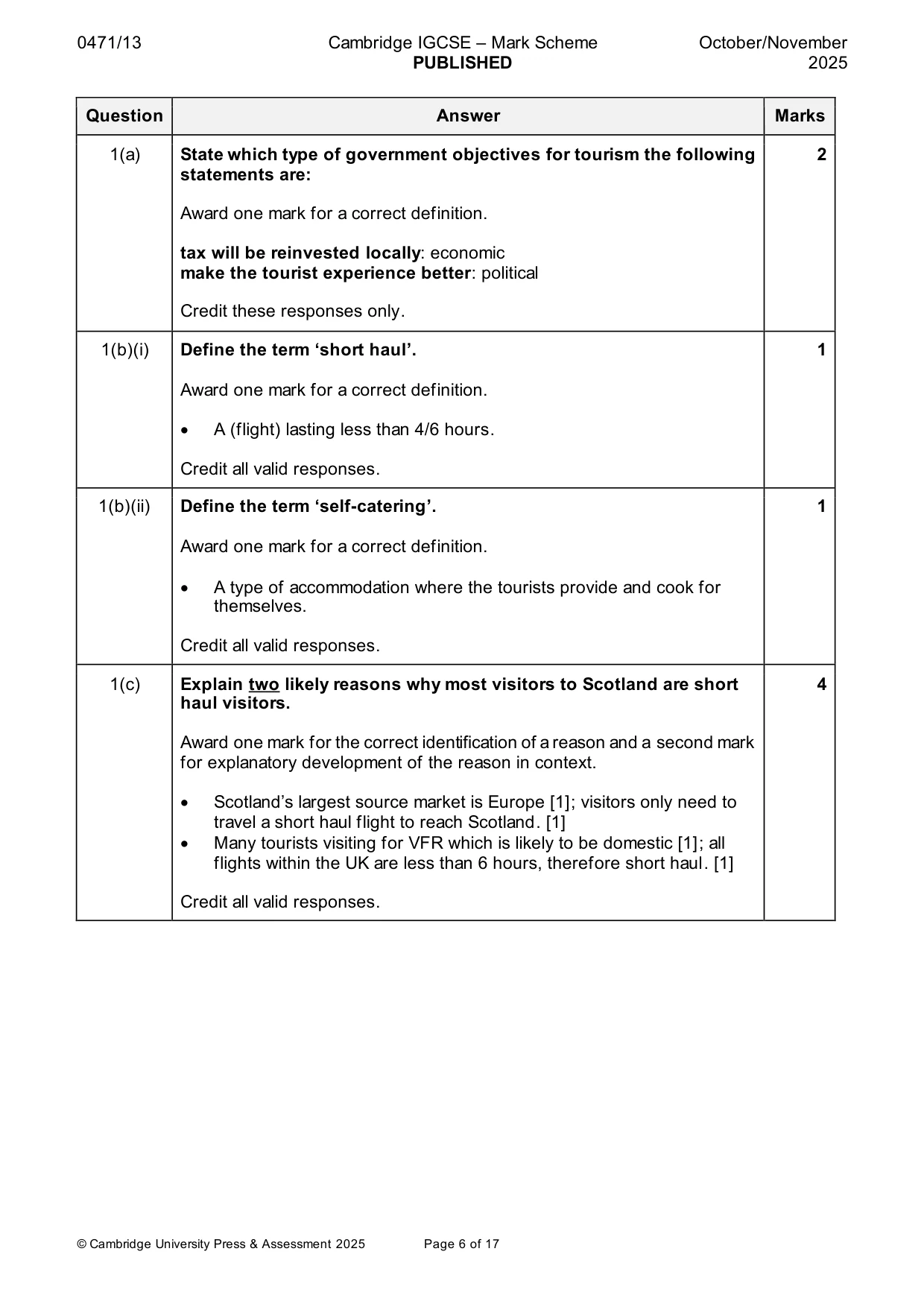 Mark scheme, page 6 of 17