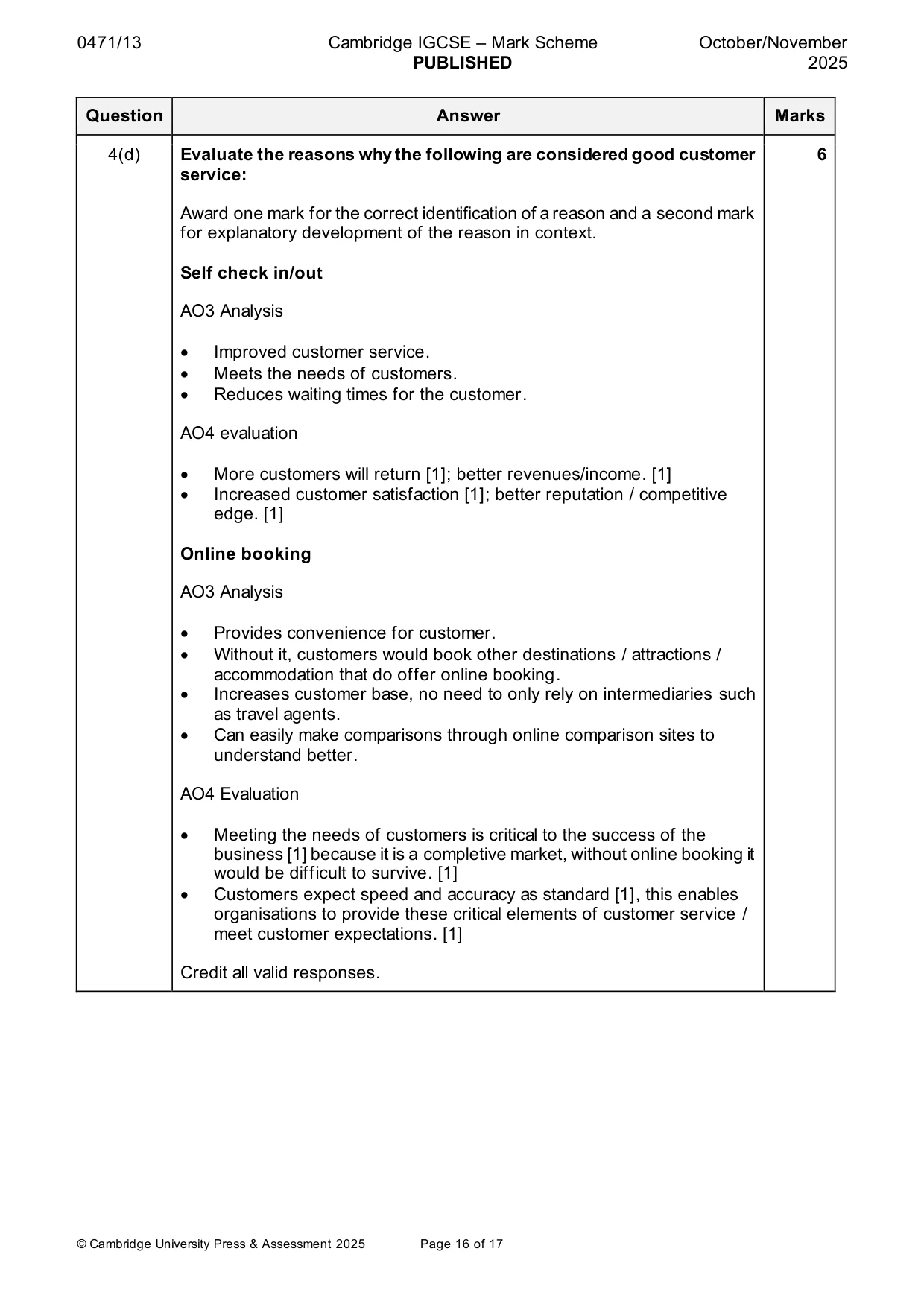 Mark scheme, page 16 of 17