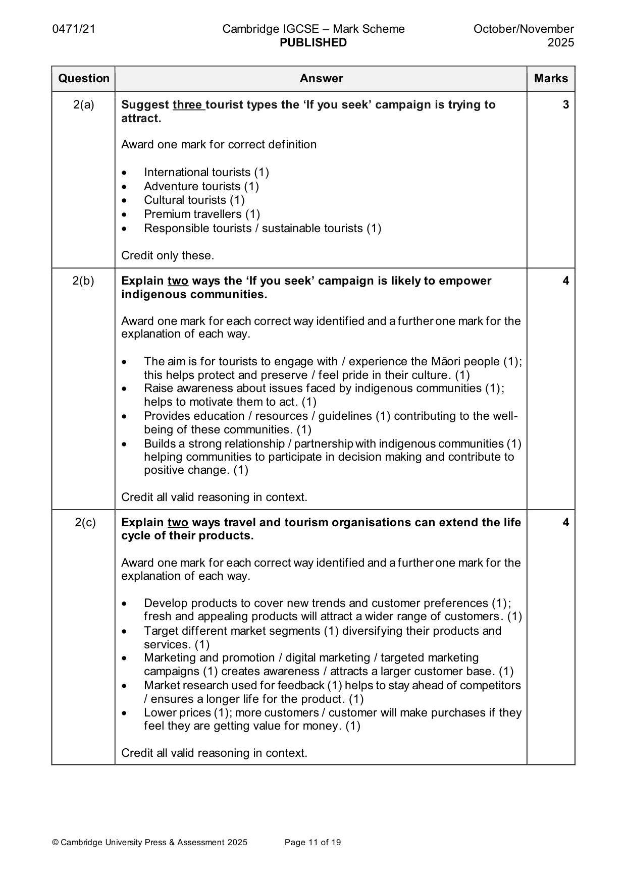 Mark scheme, page 11 of 19