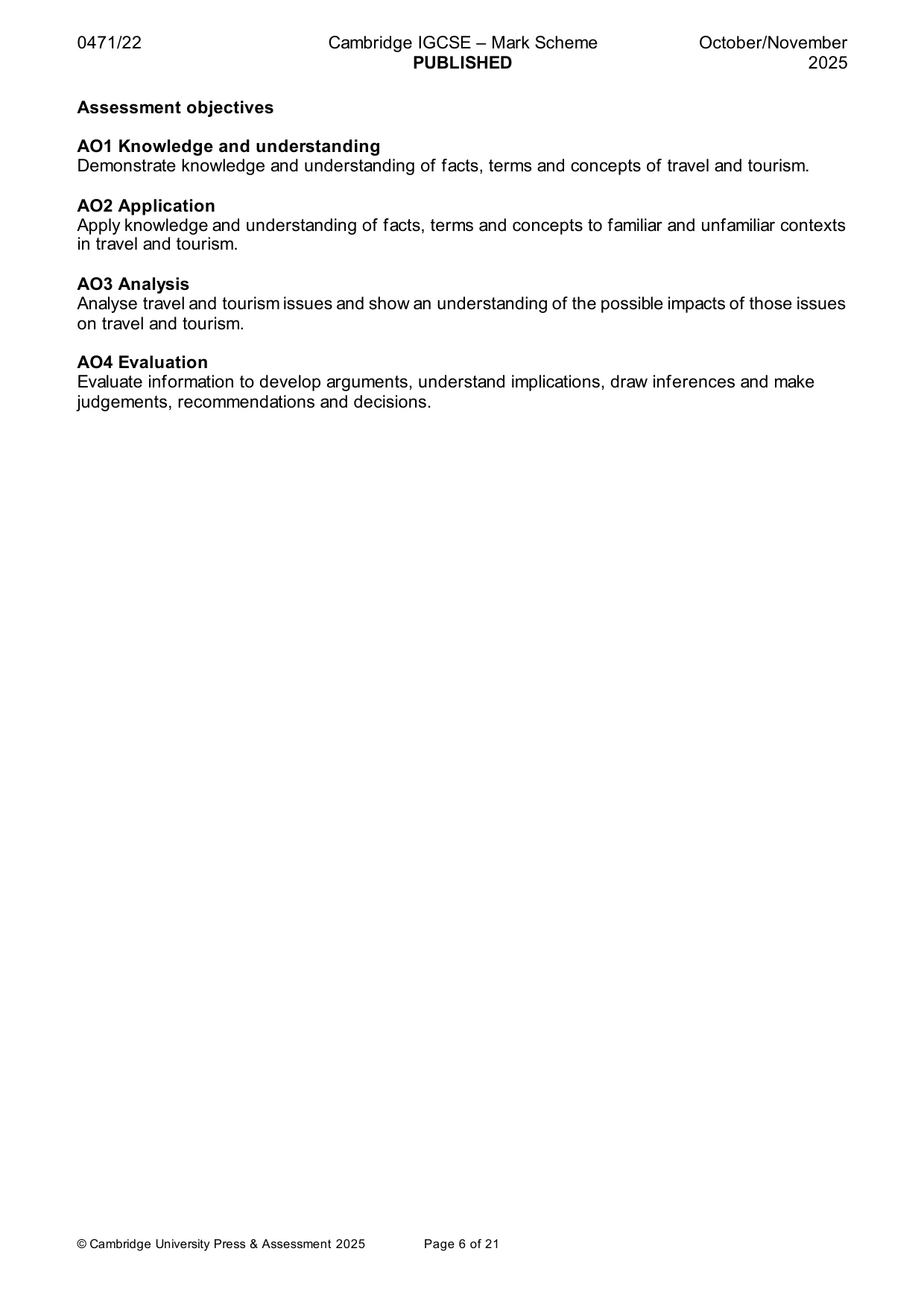 Mark scheme, page 6 of 21