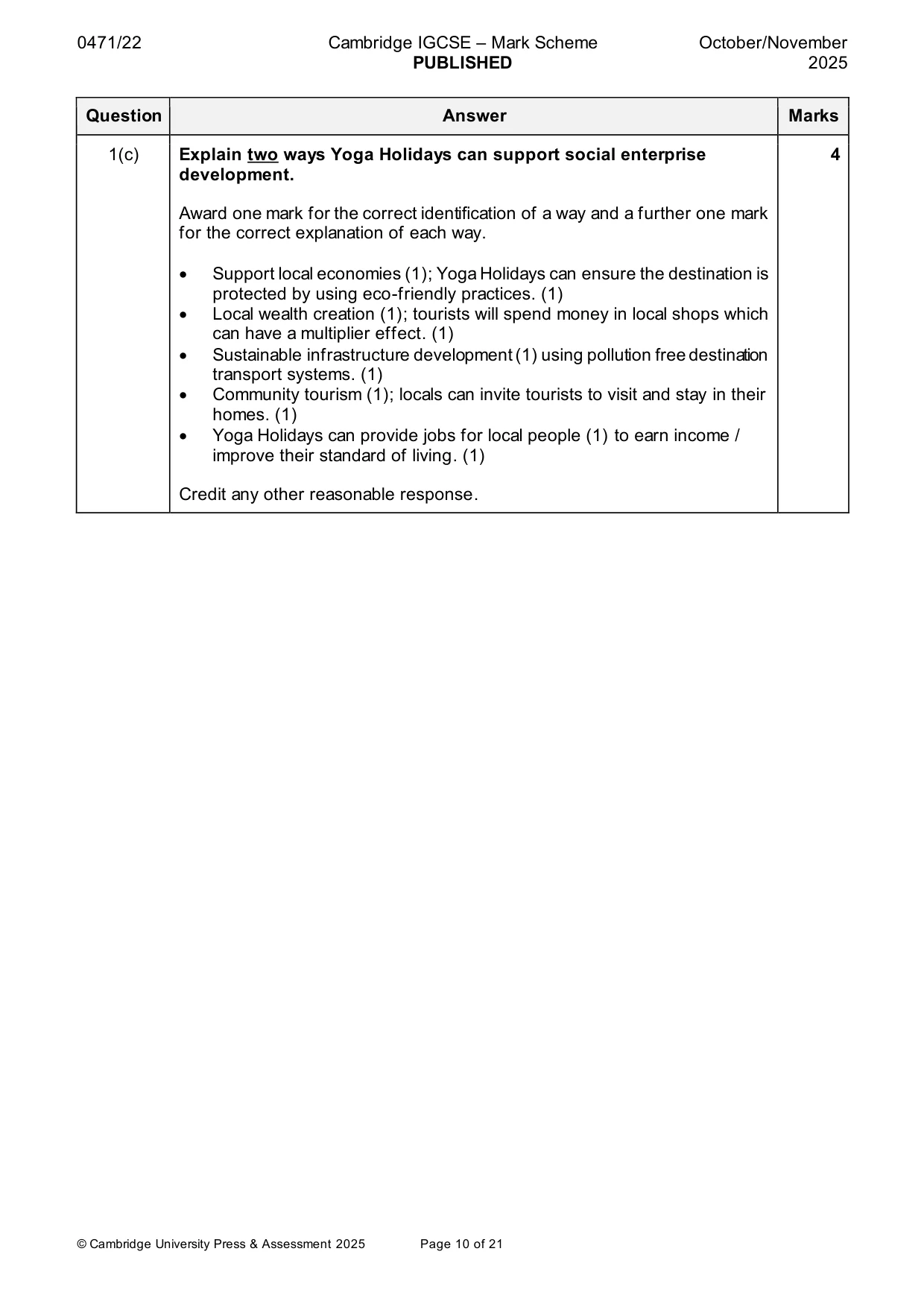 Mark scheme, page 10 of 21