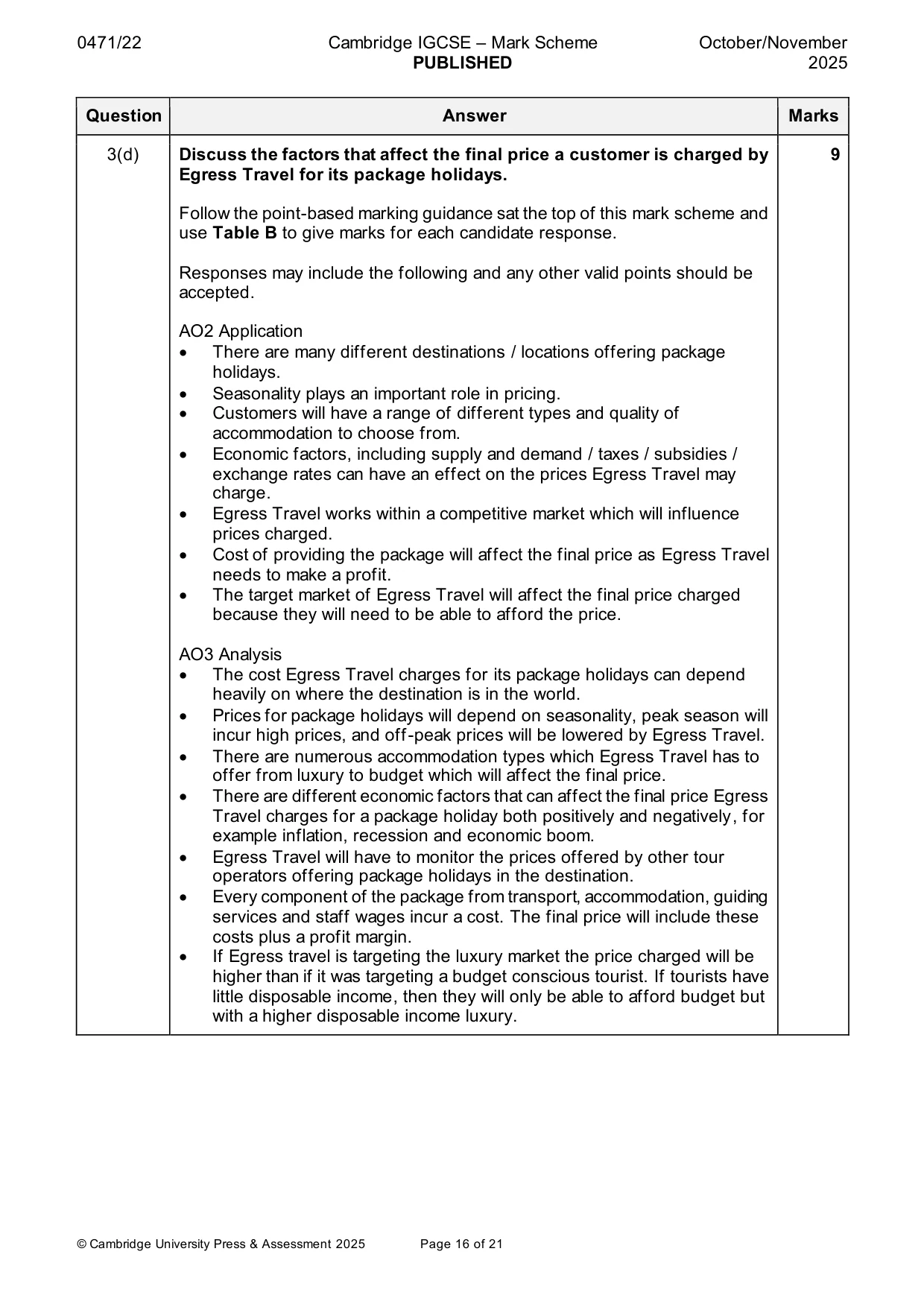 Mark scheme, page 16 of 21