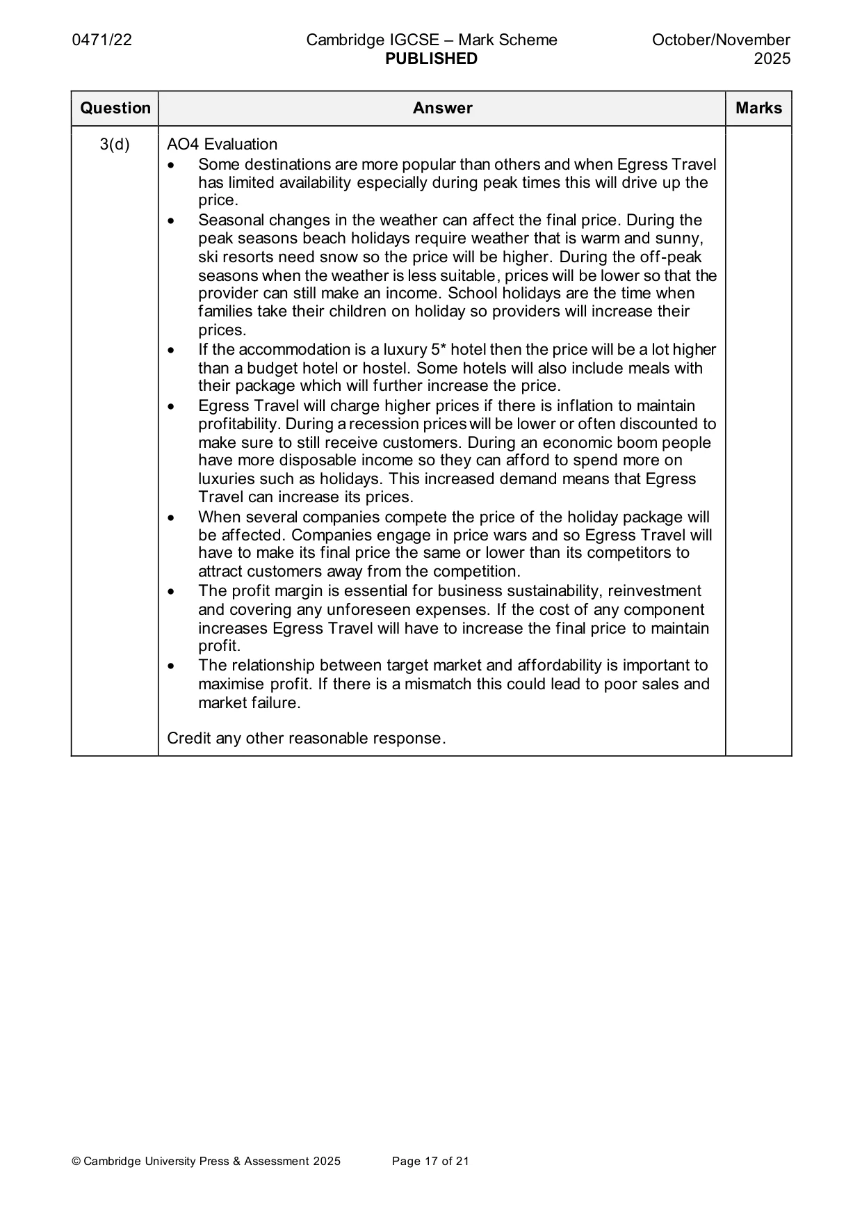 Mark scheme, page 17 of 21