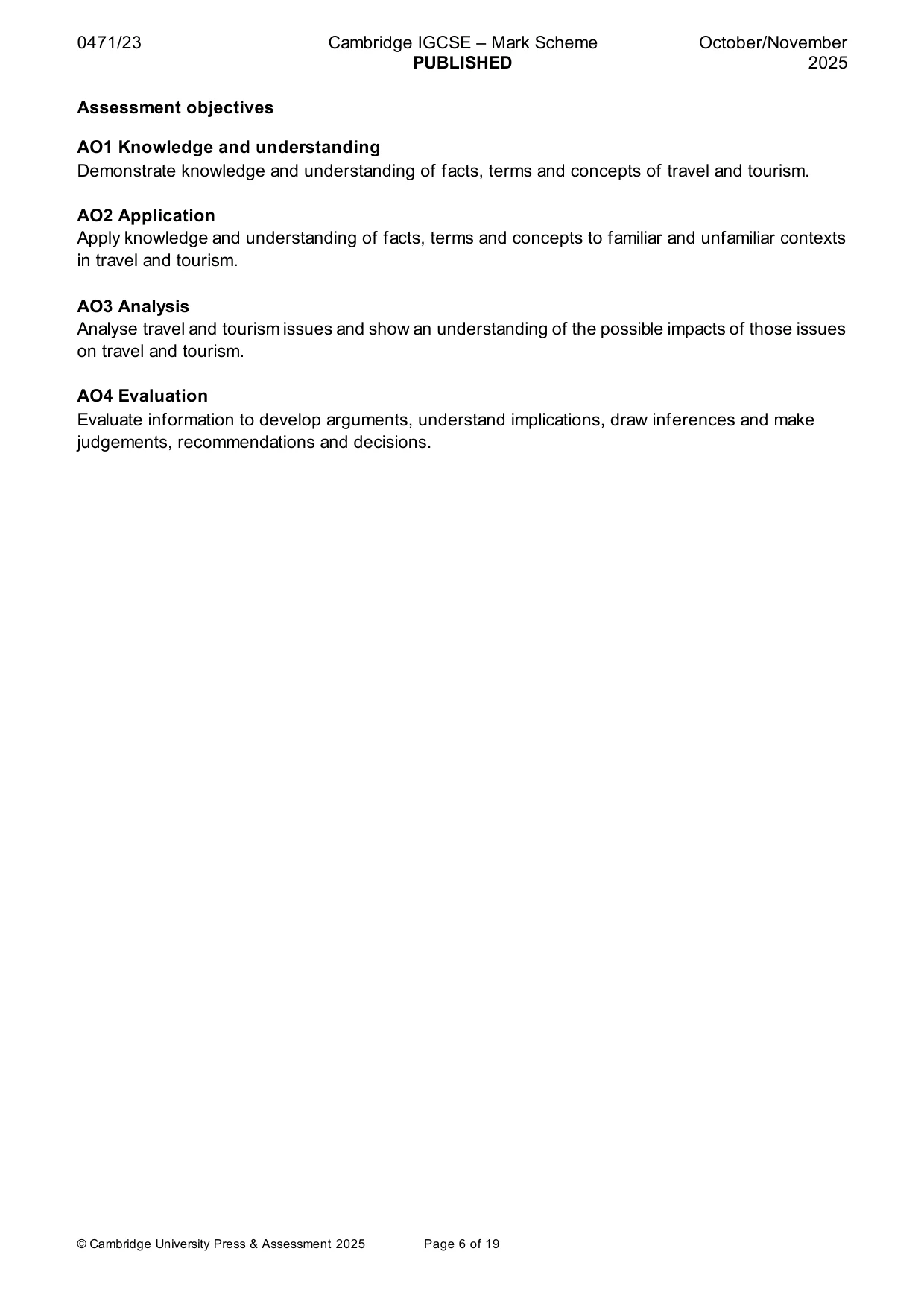 Mark scheme, page 6 of 19