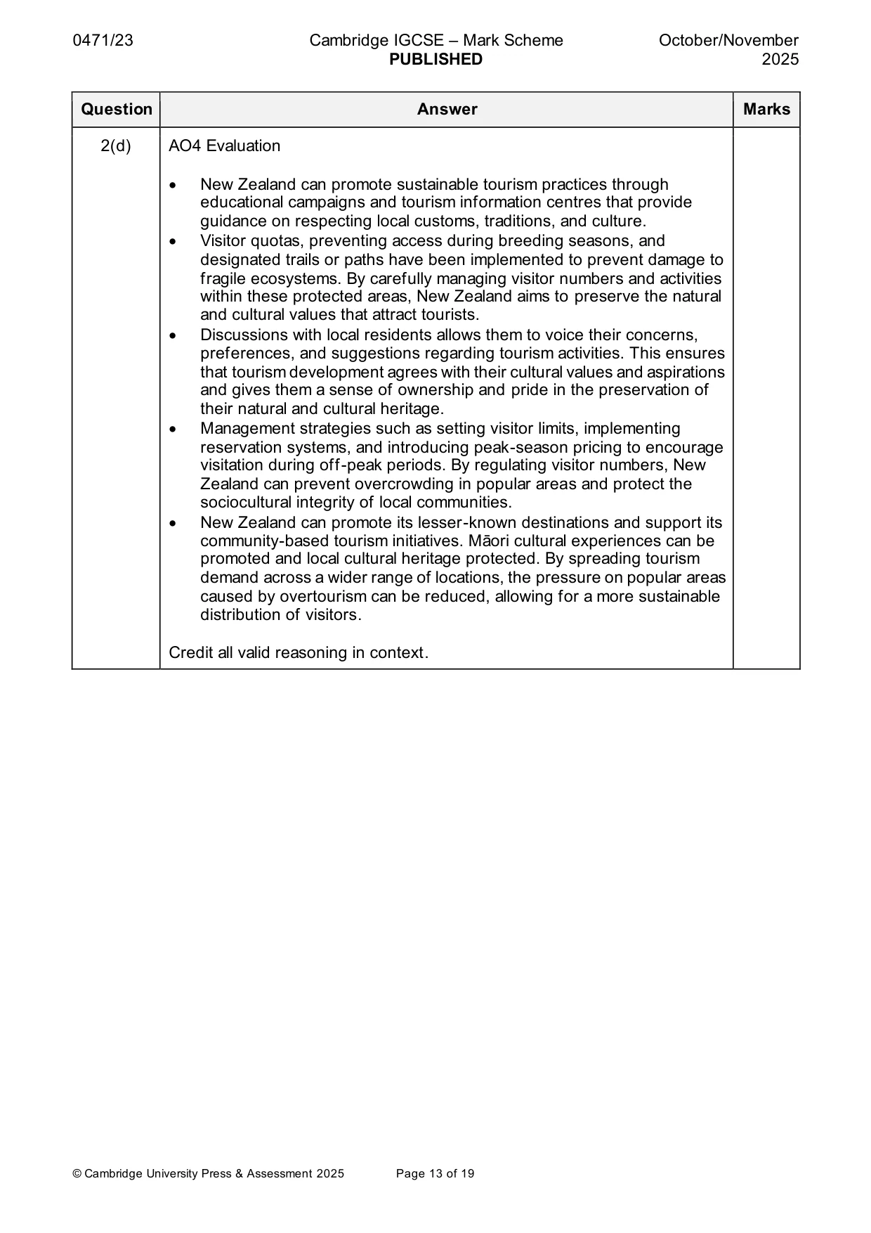 Mark scheme, page 13 of 19
