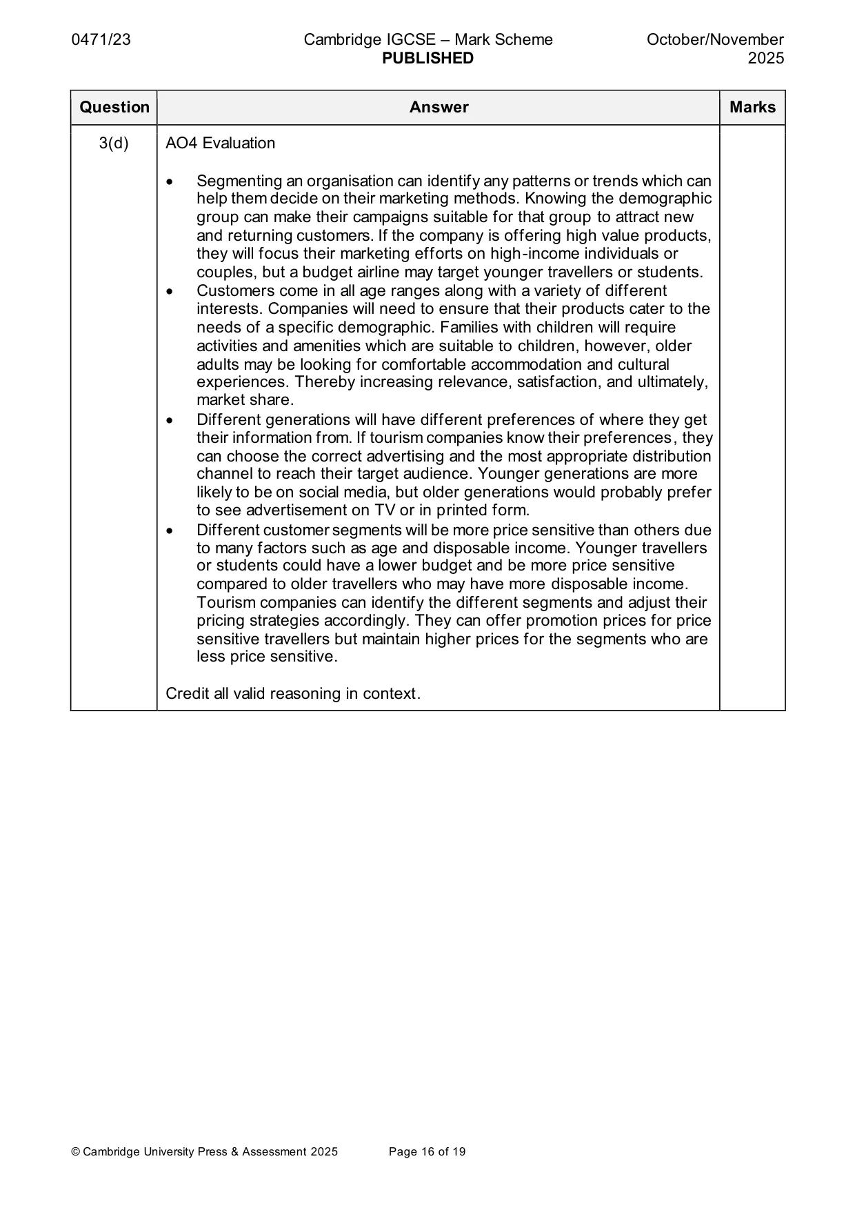Mark scheme, page 16 of 19