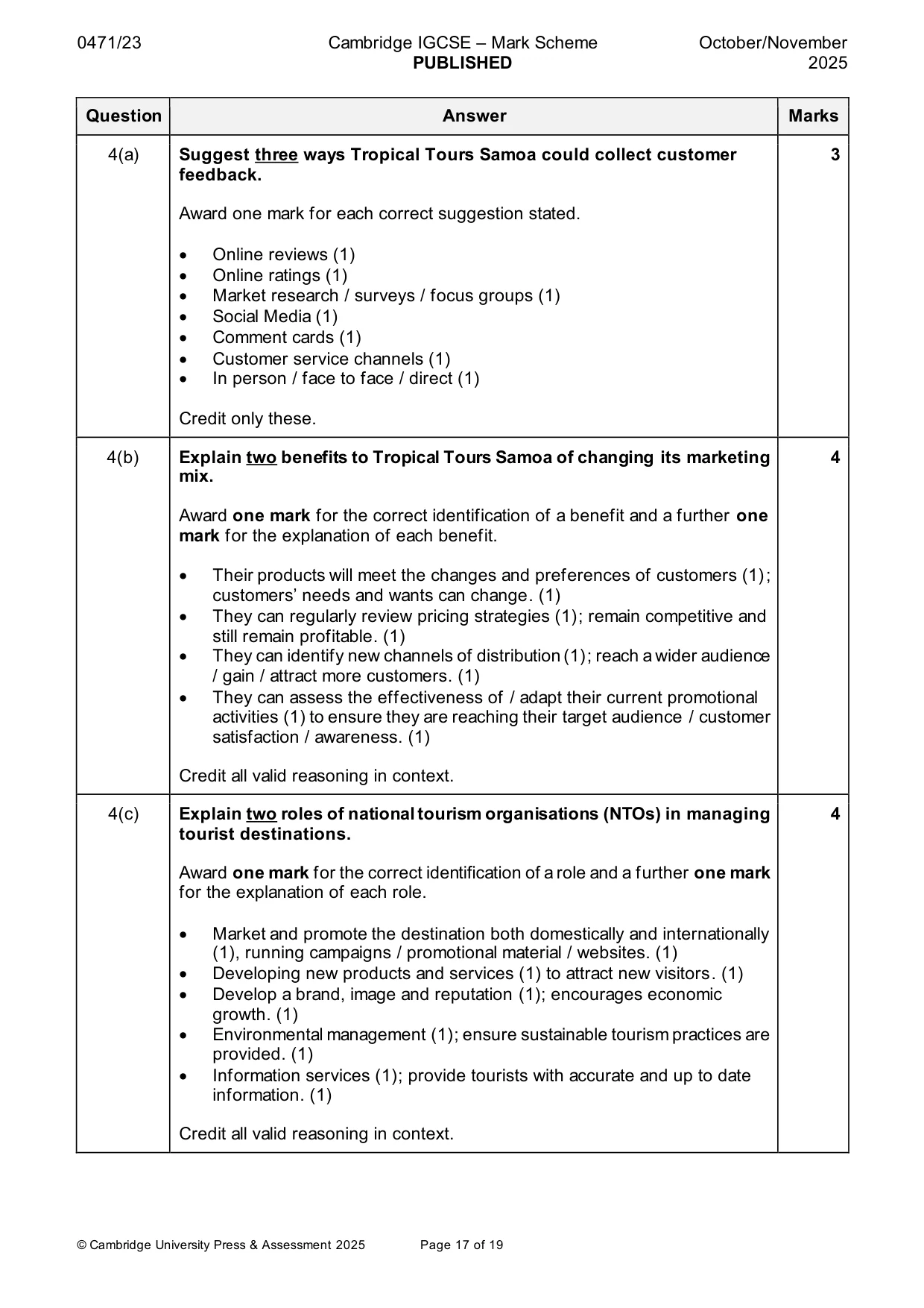 Mark scheme, page 17 of 19