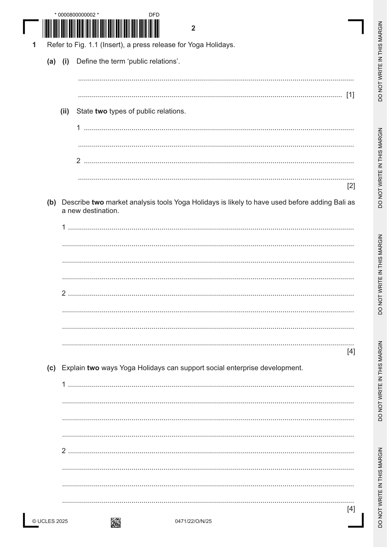Cambridge IGCSE Travel and Tourism 0471 2025 Oct/Nov Paper 2 · Variant 2 question paper, page 2 of 12