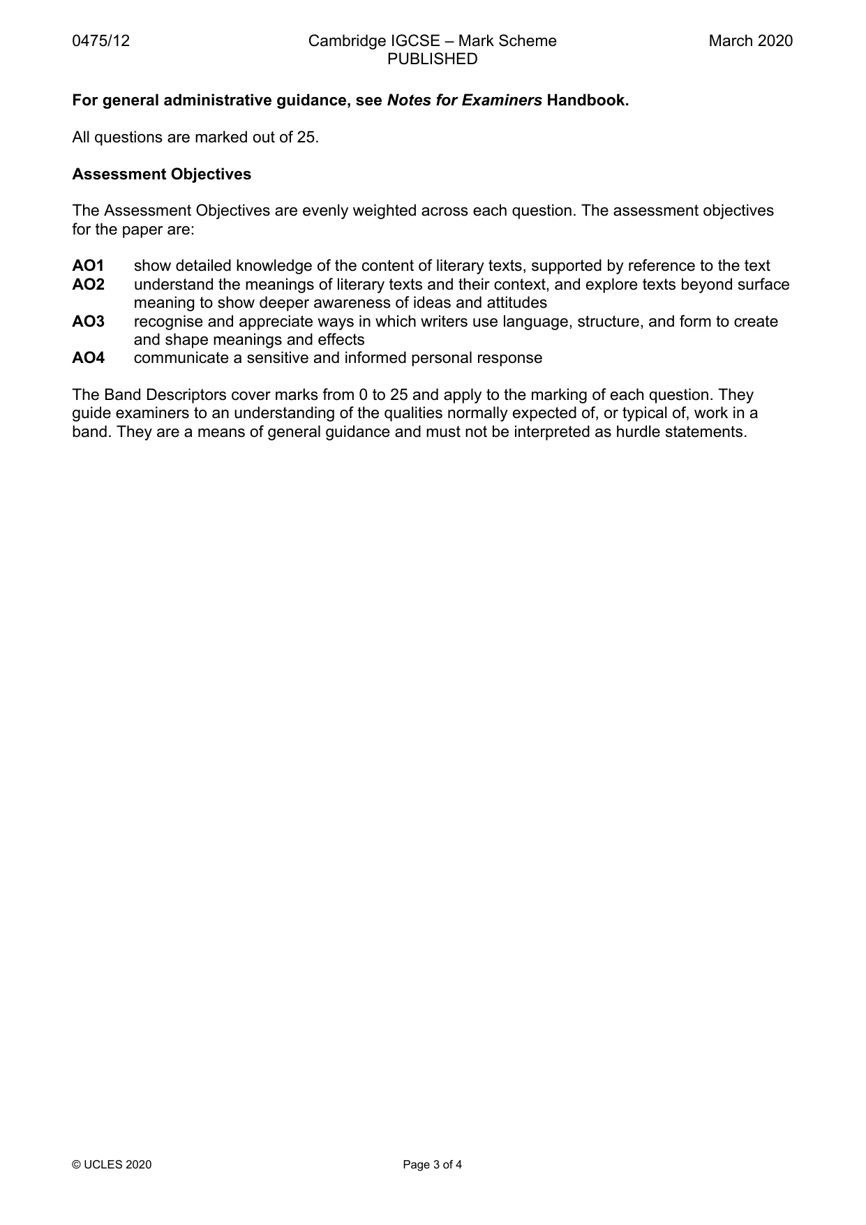 Mark scheme, page 3 of 4