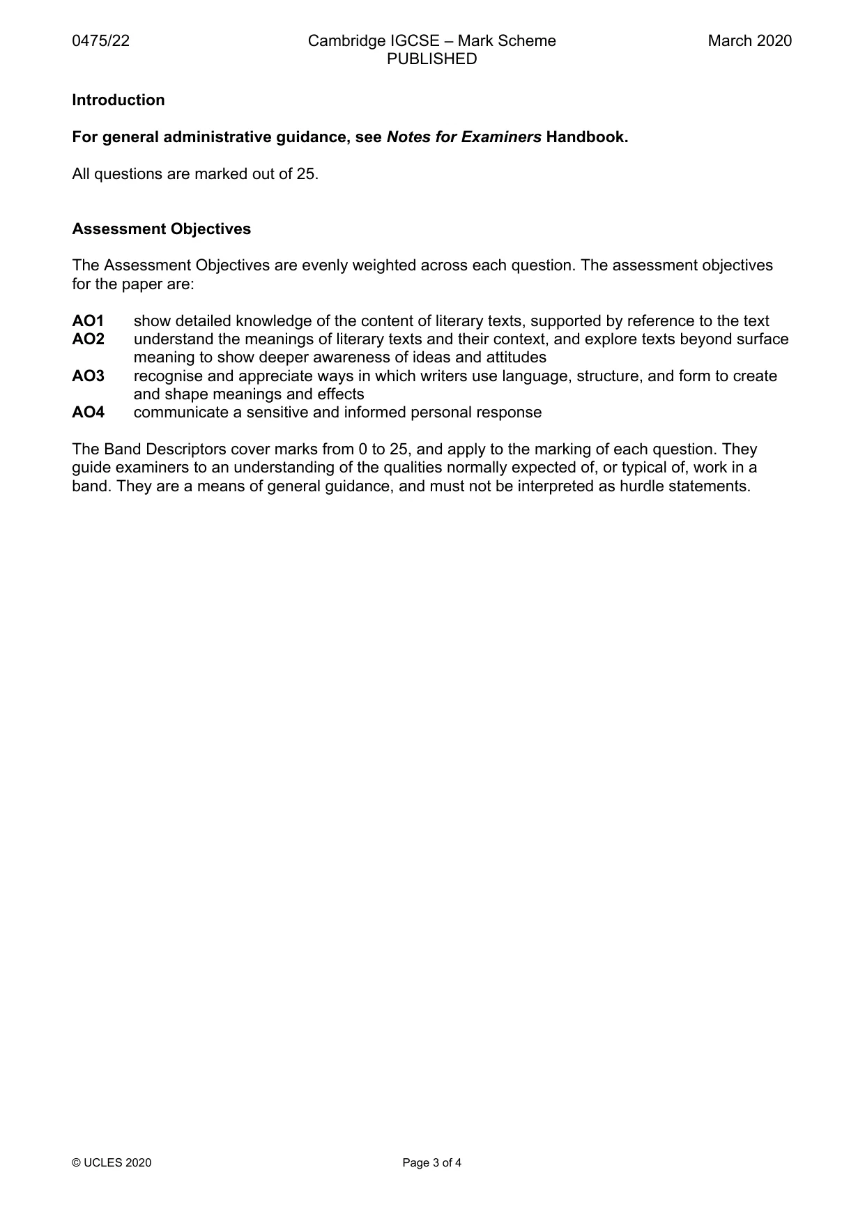 Mark scheme, page 3 of 4