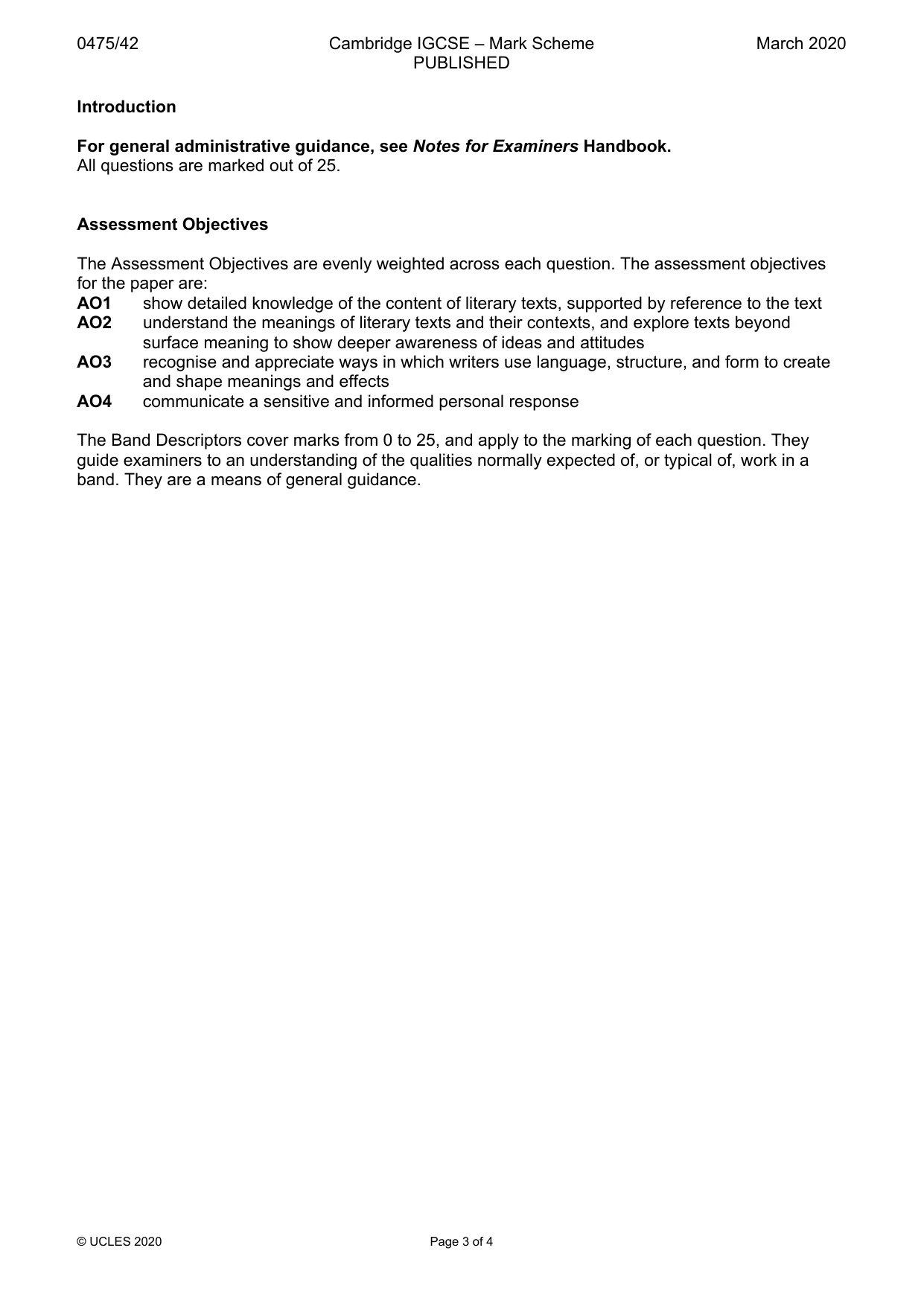 Mark scheme, page 3 of 4