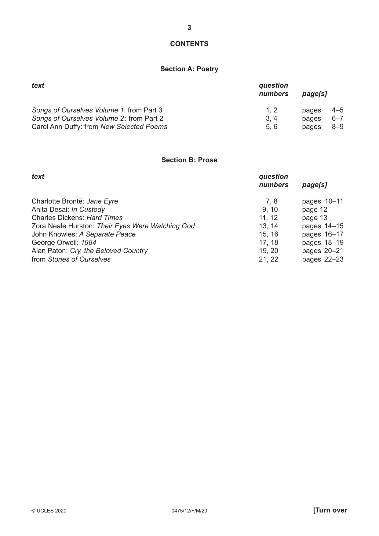 Cambridge IGCSE English - Literature in English 0475 2020 Feb/March Paper 1 · Variant 2 question paper, page 3 of 24