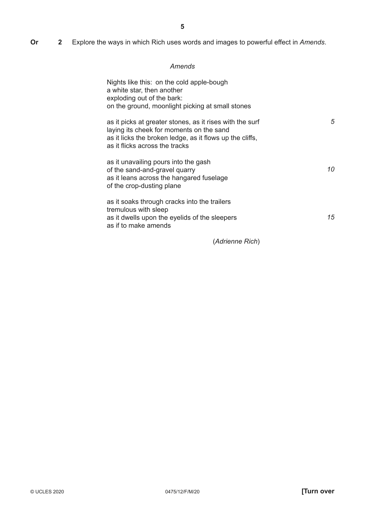 Cambridge IGCSE English - Literature in English 0475 2020 Feb/March Paper 1 · Variant 2 question paper, page 5 of 24