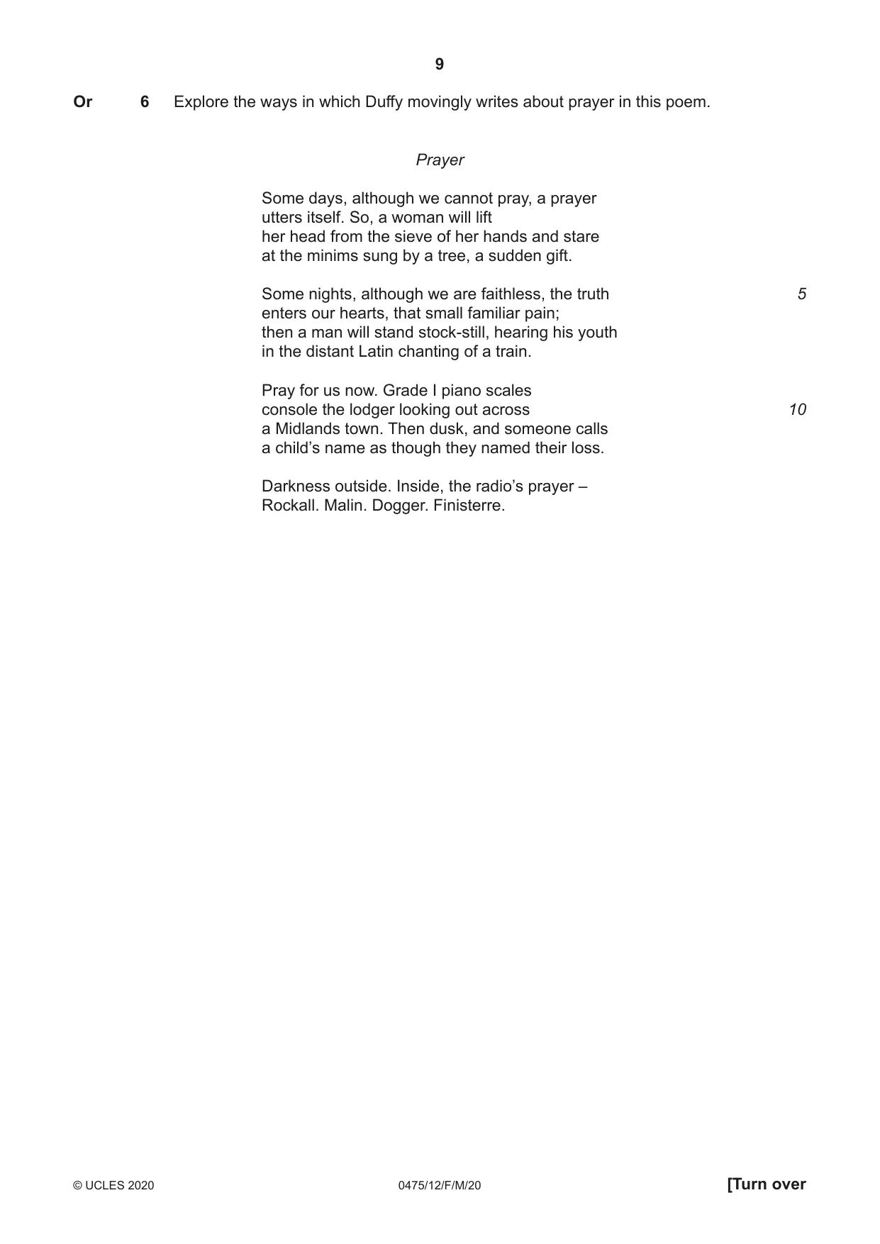 Cambridge IGCSE English - Literature in English 0475 2020 Feb/March Paper 1 · Variant 2 question paper, page 9 of 24