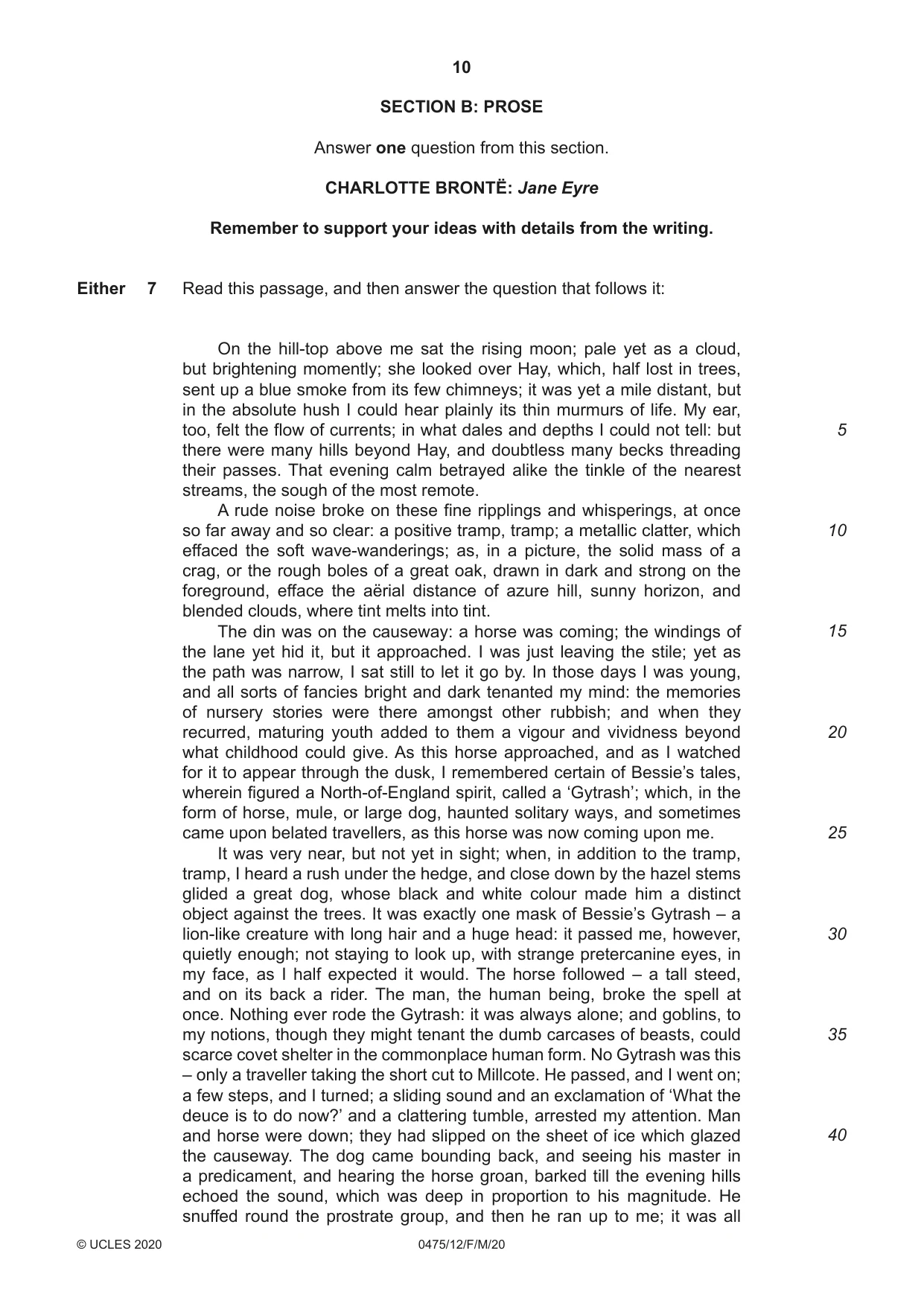 Cambridge IGCSE English - Literature in English 0475 2020 Feb/March Paper 1 · Variant 2 question paper, page 10 of 24