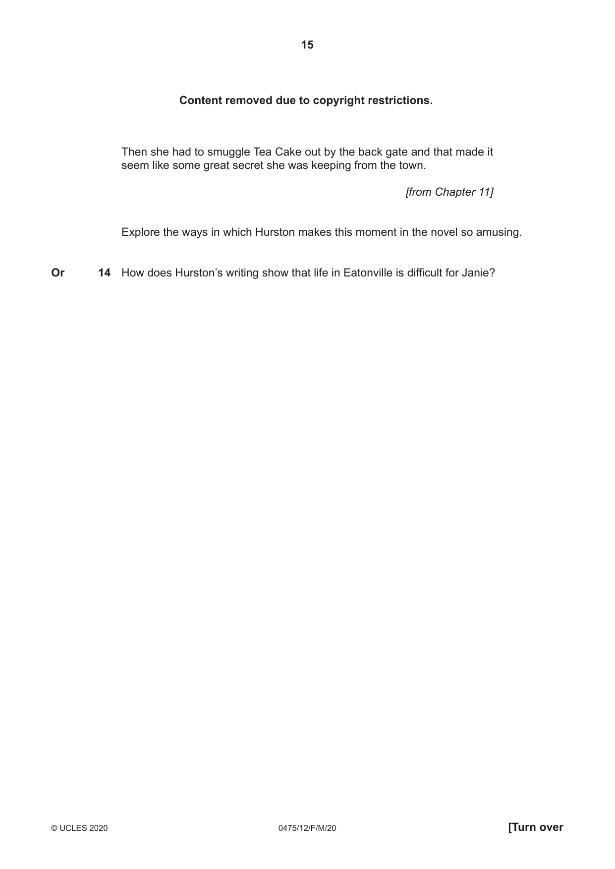 Cambridge IGCSE English - Literature in English 0475 2020 Feb/March Paper 1 · Variant 2 question paper, page 15 of 24